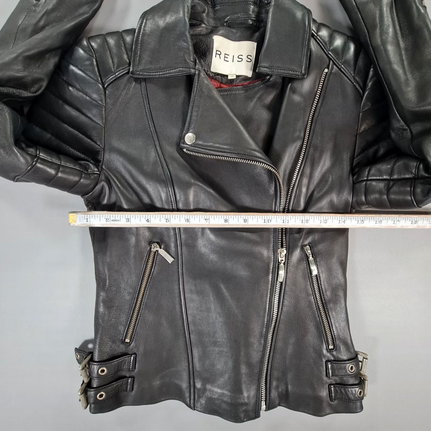 Reiss Reiss Womens Jacket Leather Black XS Biker Motorcycle Soft Lamb Leather Topaz Size XS / US 0-2 / IT 36-38 - 7 Thumbnail