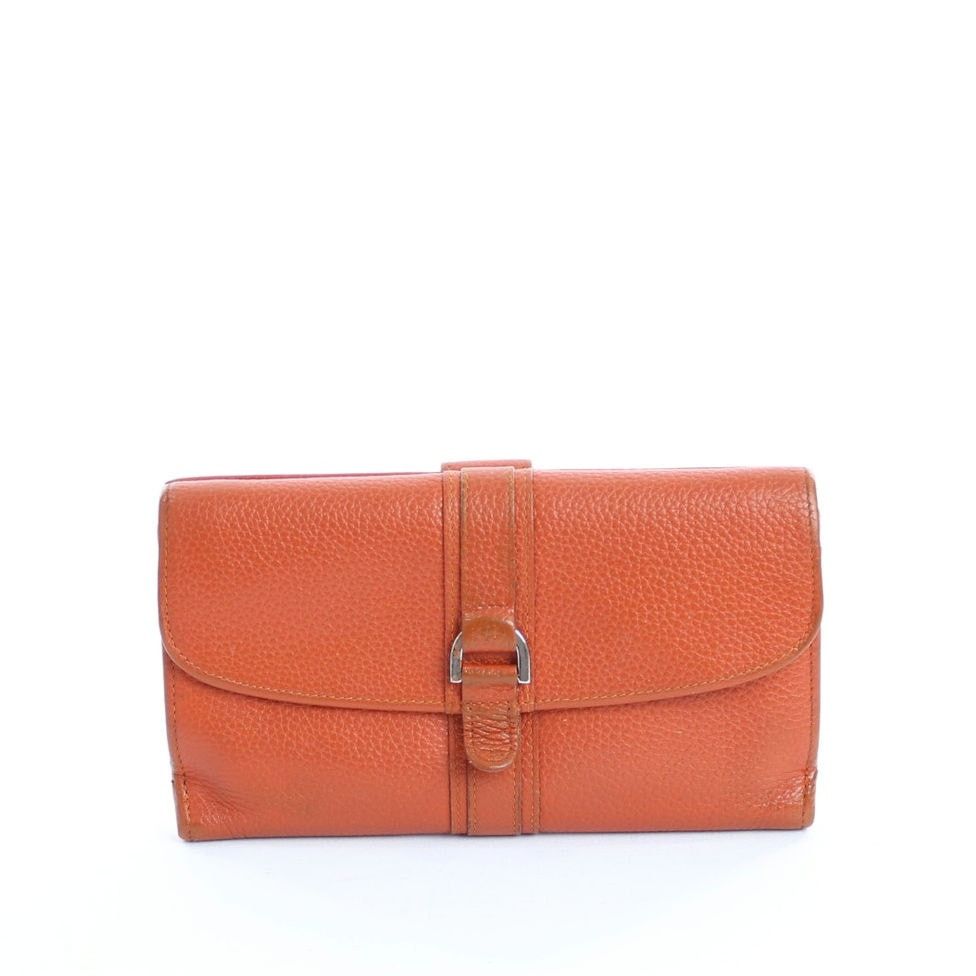 Longchamp Longchamp Buckle Deep Orange Leather Flap Wallet Size ONE SIZE - 1 Thumbnail