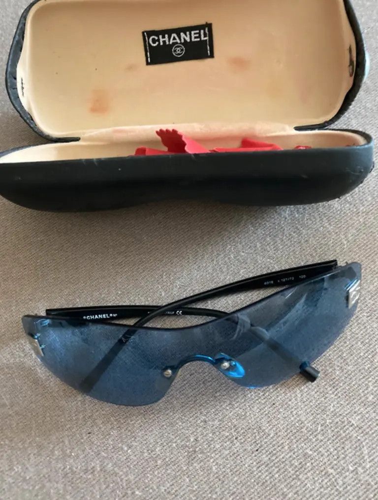 CHANEL ブラック ミラー Chanel × Vintage CHANEL Sunglasses 4019 Mask Visor Rimless Ski