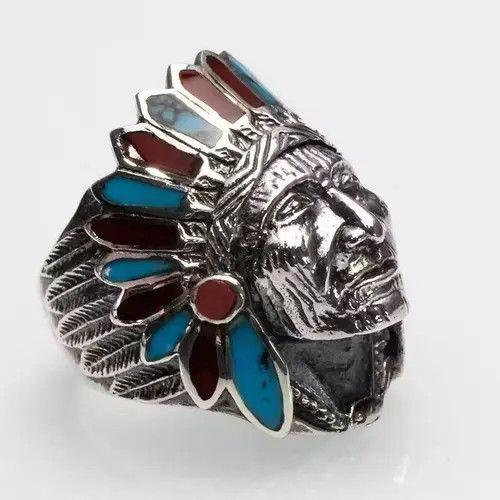 Japanese Brand Men's Finger Ring Indian Chief Anillos Indian Jewelry Size ONE SIZE - 1 Thumbnail