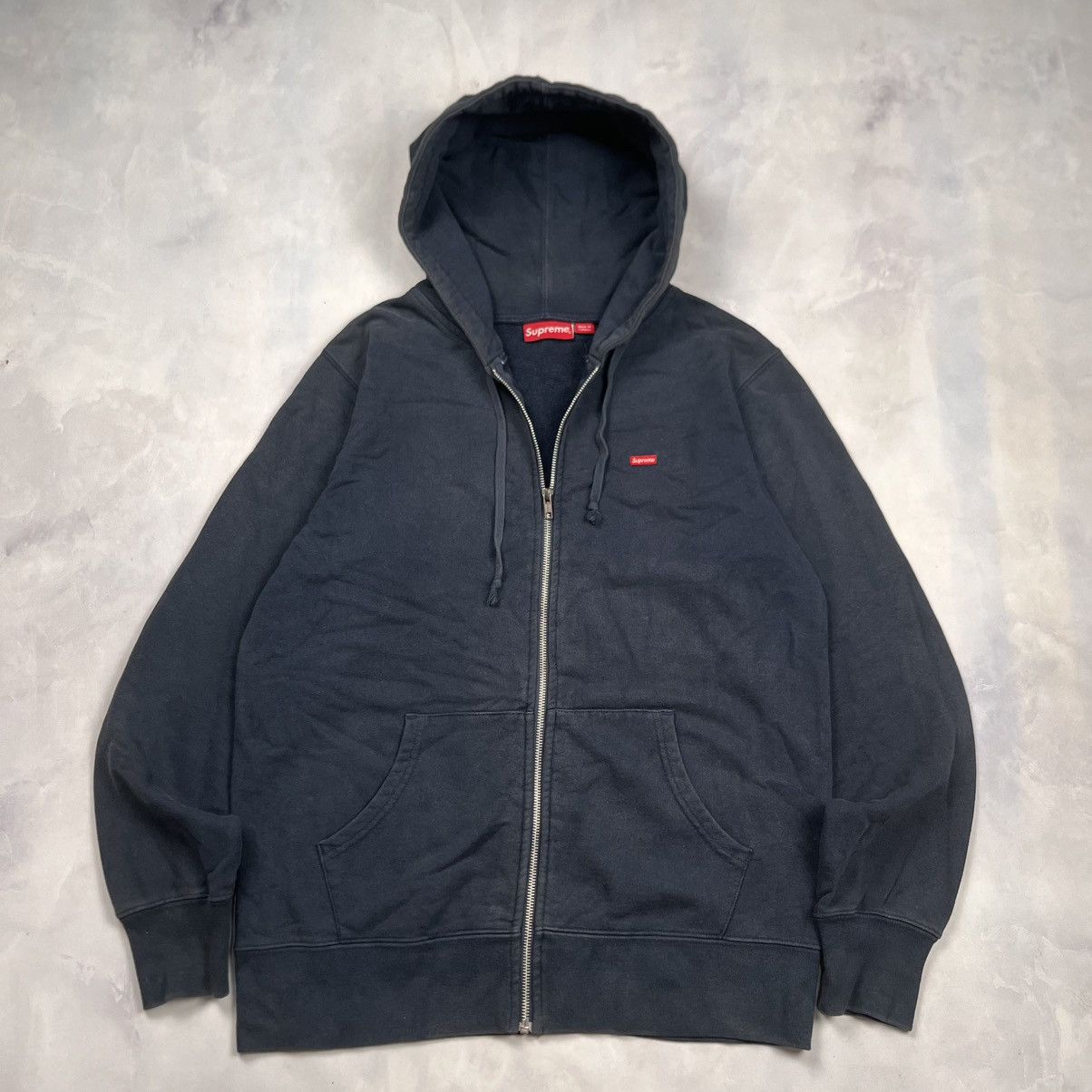 Supreme Supreme Small Logo Box Zipup Hoodie Navy Size US L / EU 52-54 / 3 - 3 Thumbnail