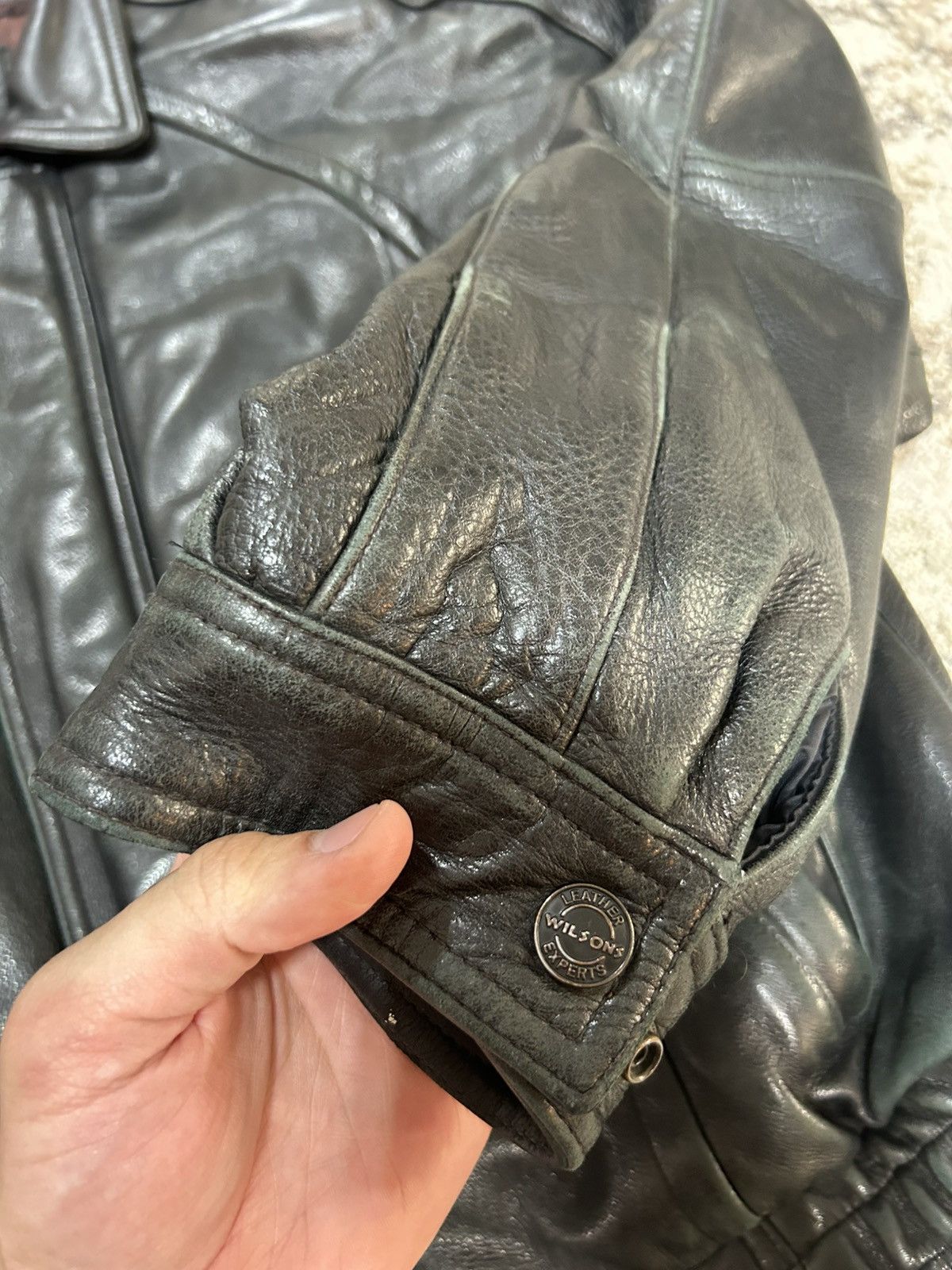 Wilsons Leather Vintage Black Leather Bomber Jacket Heavyweight Thinsulate Size US L / EU 52-54 / 3 - 2 Thumbnail