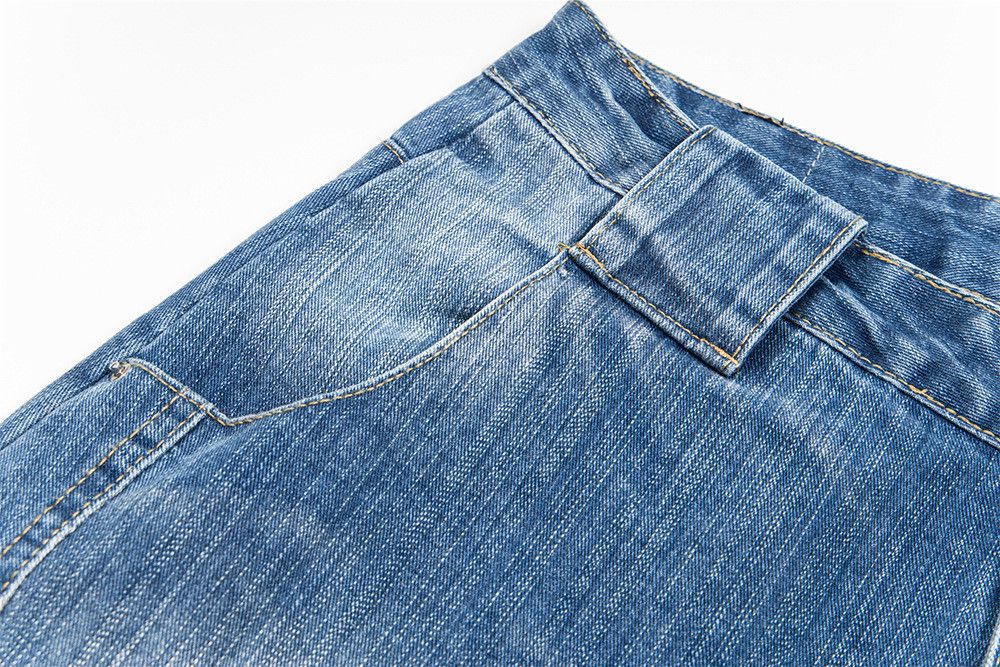 Vintage Retro Men's Street Patchwork Casual Loose Curved Blade Jeans Size US 32 / EU 48 - 3 Thumbnail