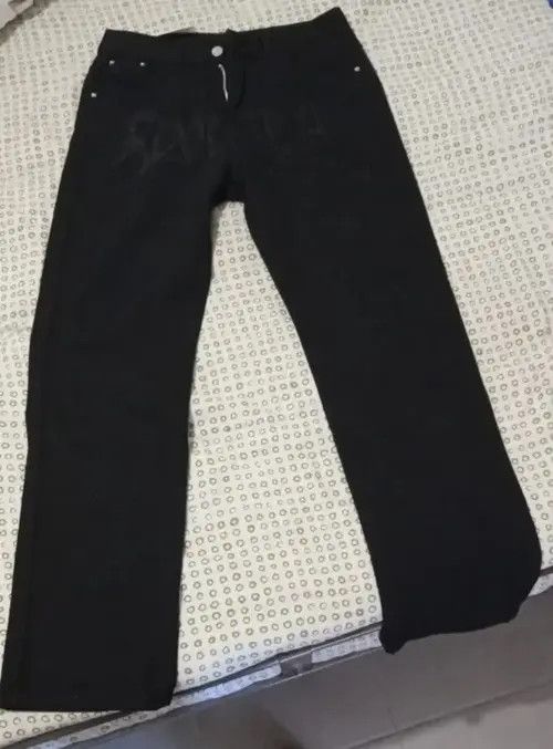 Japanese Brand Hirase x Asuka Retro Black Embroidered Letter Jeans Size US 28 / EU 44 - 6 Thumbnail