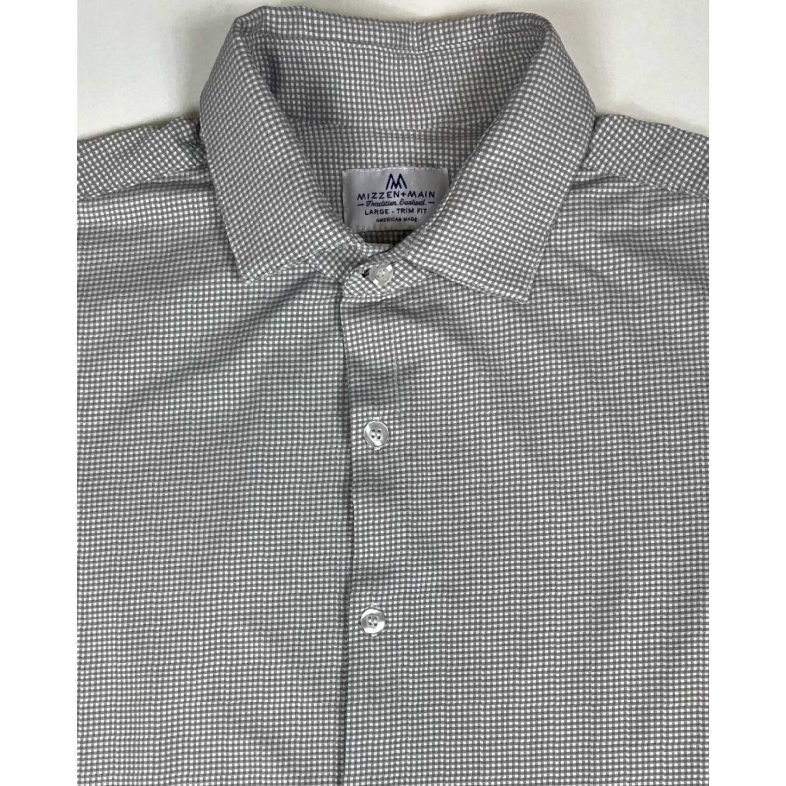 Mizzen+Main Mizzen+Main Button-Up Shirt Long Sleeve Trim Fit Sz L Gingham Gray Mens Shirt Size US L / EU 52-54 / 3 - 2 Thumbnail