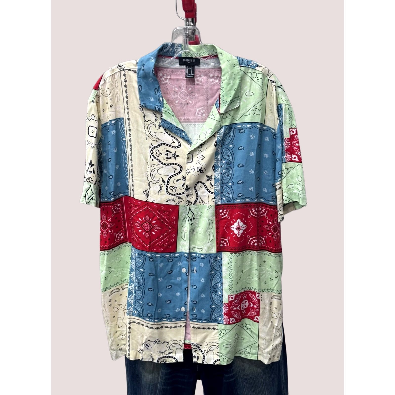Forever 21 Forever 21 Retro Paisley Patch Work Large L SHORT SLEEVE BUTTON UP SHIRT Size US L / EU 52-54 / 3 - 1 Thumbnail