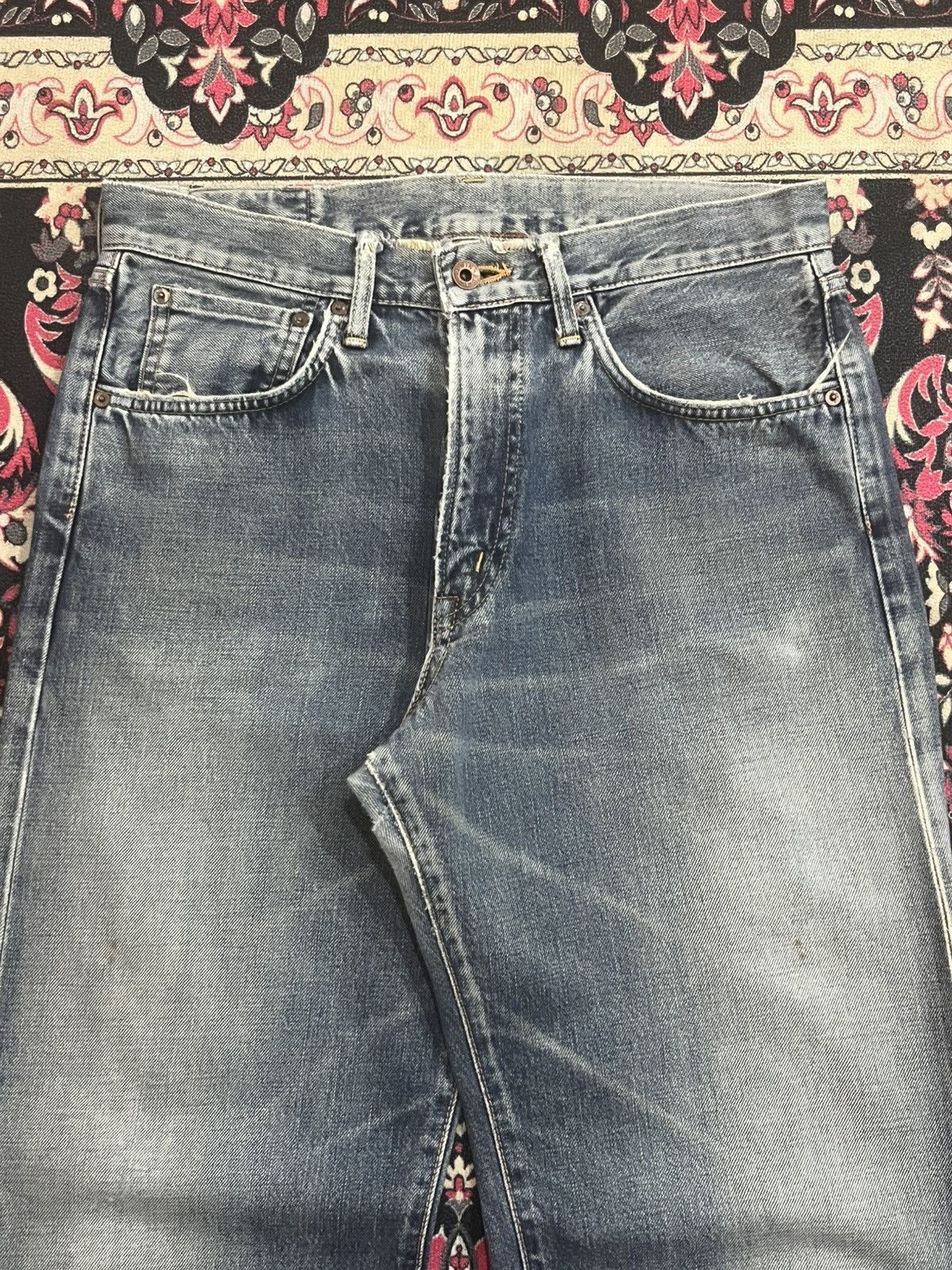 Edwin Vintage Edwin 505X Blue Washed Selvedge Frayed Leg Jeans Size US 32 / EU 48 - 4 Thumbnail