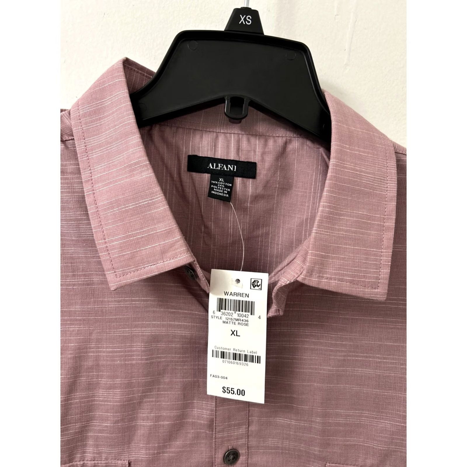 Alfani VINTAGE Alfani Shirt Mens XL Matte Rose Red Button-Down Pockets Long Sleeve Mens Regular Fit Dress Shirt Size US XL / EU 56 / 4 - 4 Thumbnail