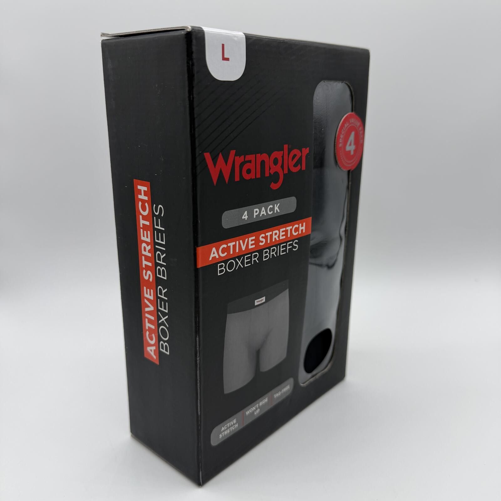 Wrangler Wrangler Men's Boxer Briefs 4 Pack Sz Large L Active Stretch Size ONE SIZE - 5 Thumbnail