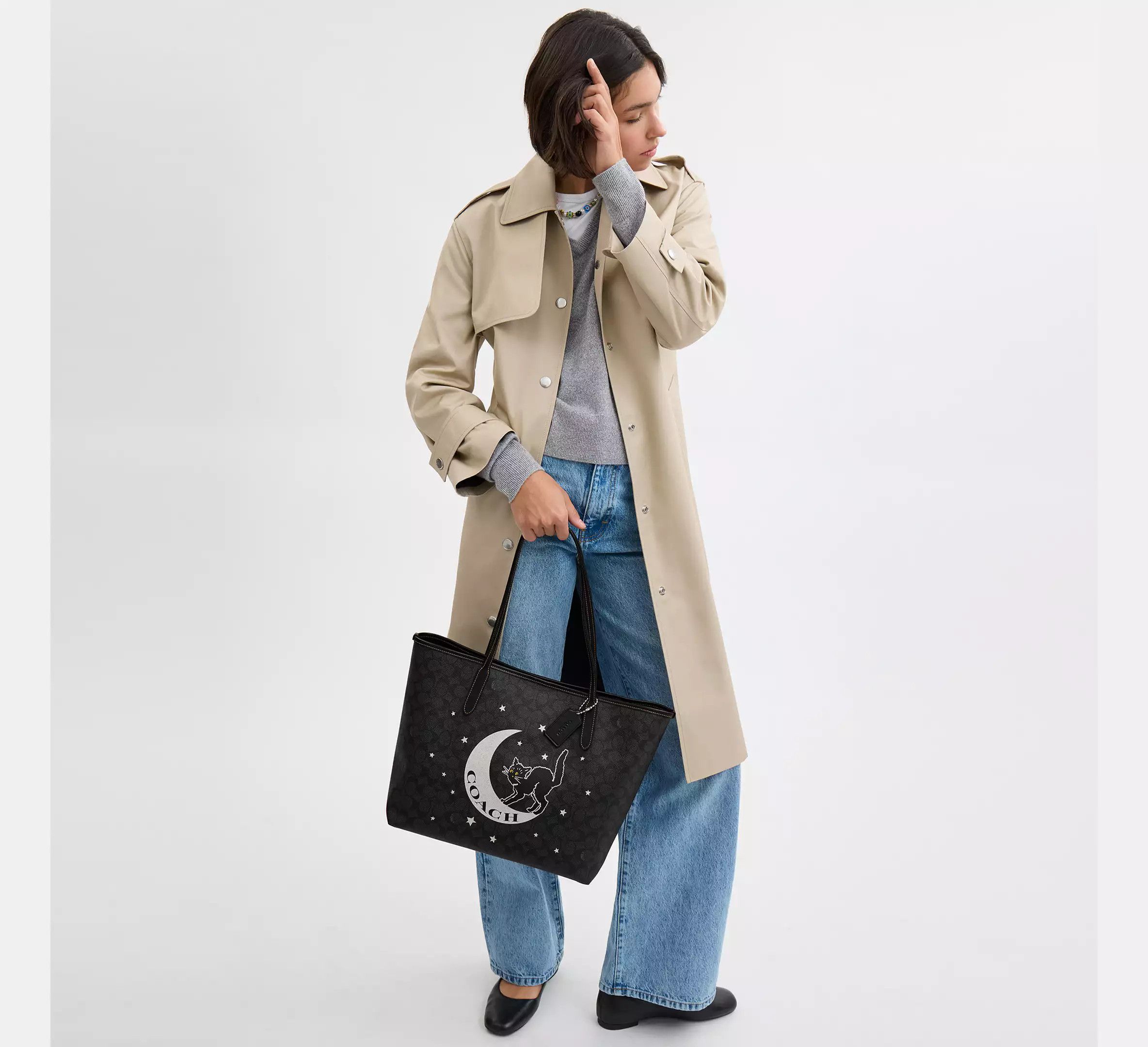 Coach City Tote In Signature Canvas With Halloween Graphic CW451 Size ONE SIZE - 8 Thumbnail