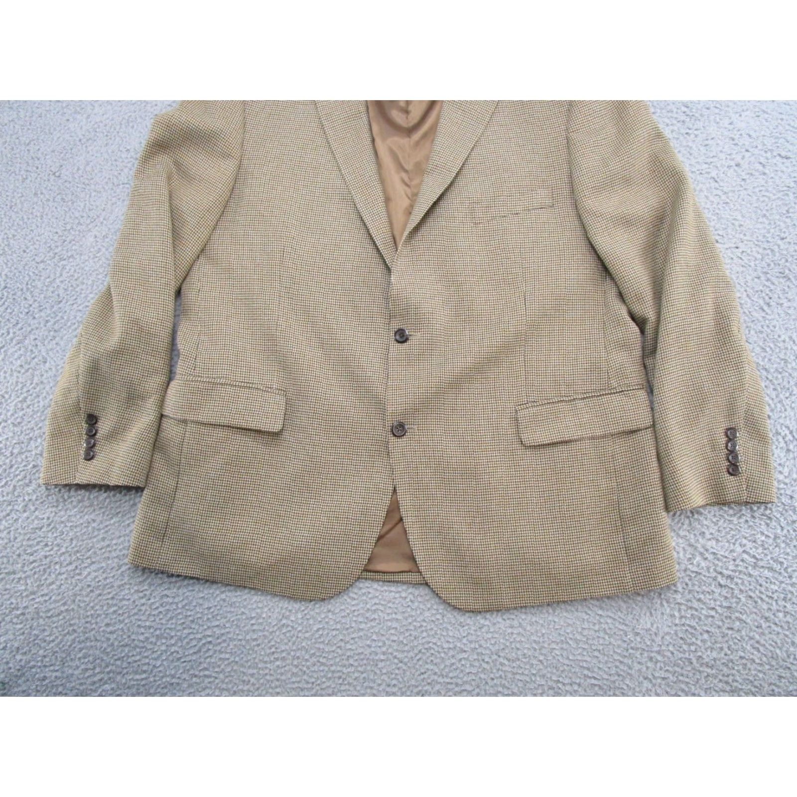 Club Room Club Room by Macy's Mens Blazer Sports Jacket Houndstooth Plaid 48R Brown Button Up Jacket Mens Reg Long Shirt Size 48R - 3 Thumbnail
