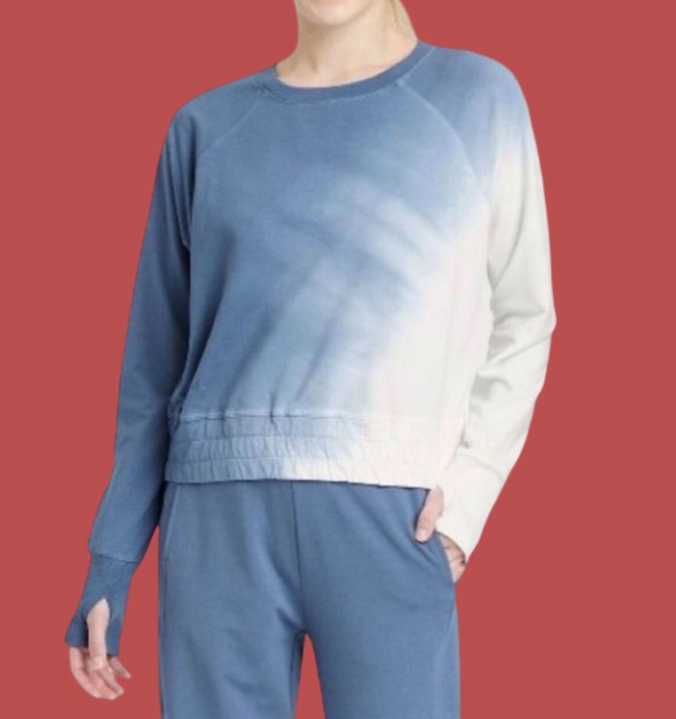 Other Joy Lab - Women's Long Sleeve Sweatshirt - Blue / White - Me Size M / US 6-8 / IT 42-44 - 1 Thumbnail