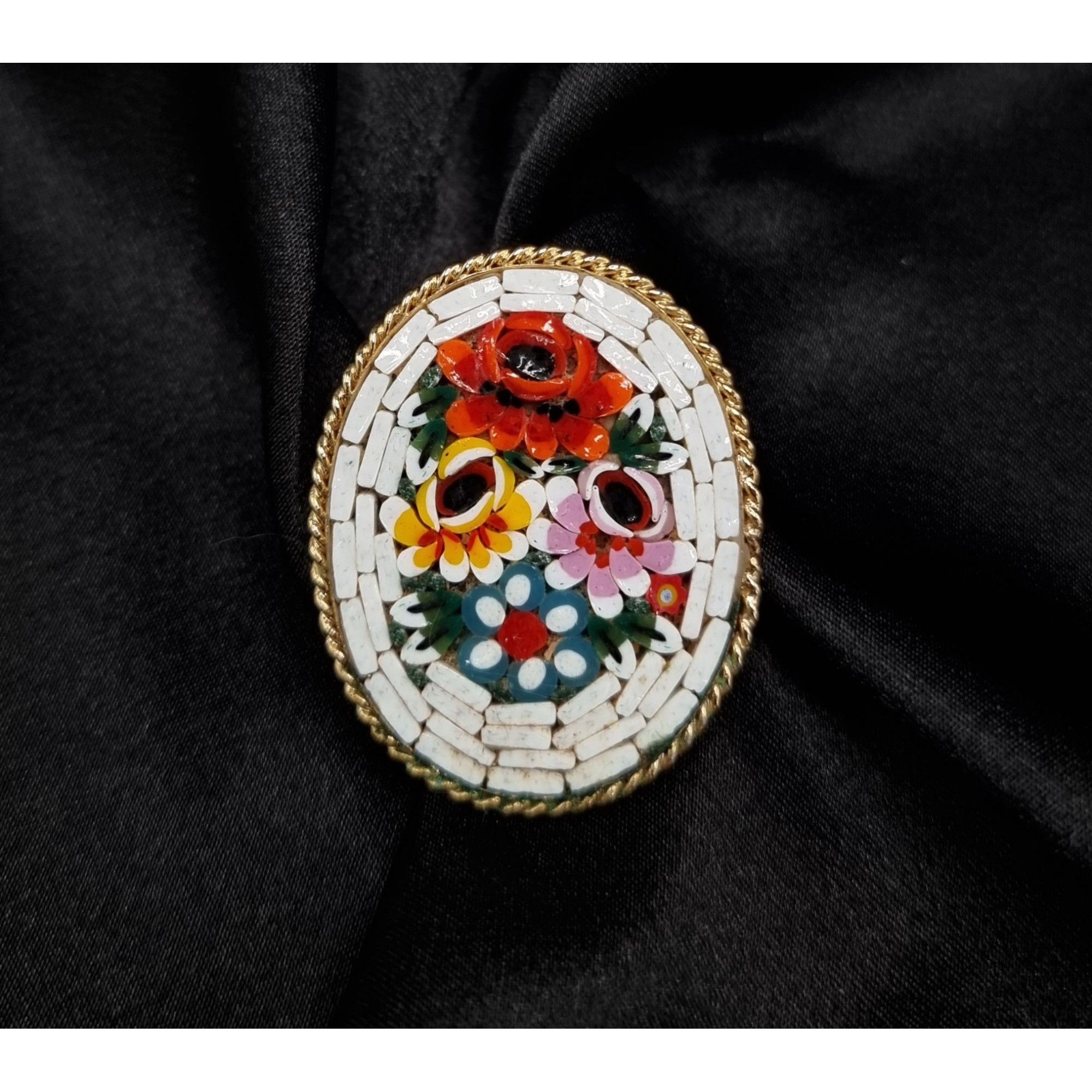 Vintage Vintage 1960's-1970's Italian Micromosaic Floral Brooch Size ONE SIZE - 2 Thumbnail