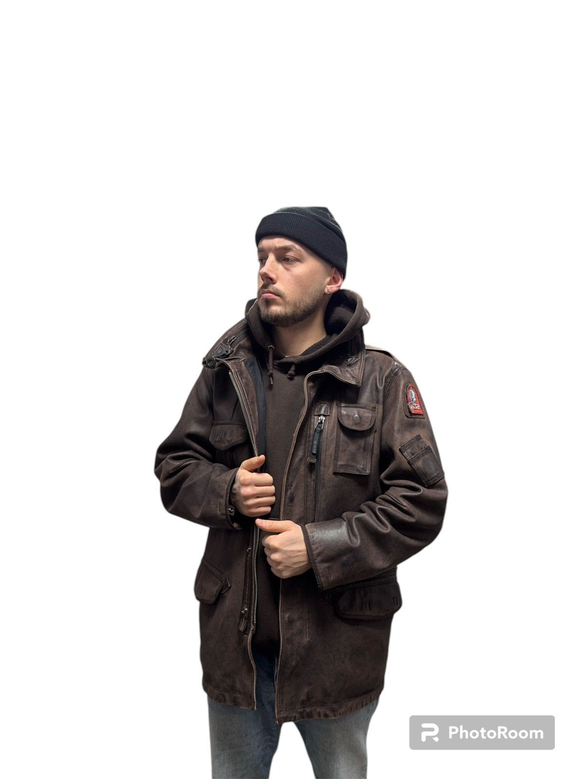 Parajumpers × Vintage Vintage Rare Parajumpers Distressed Real Leather Jacket Size US XL / EU 56 / 4 - 12 Thumbnail