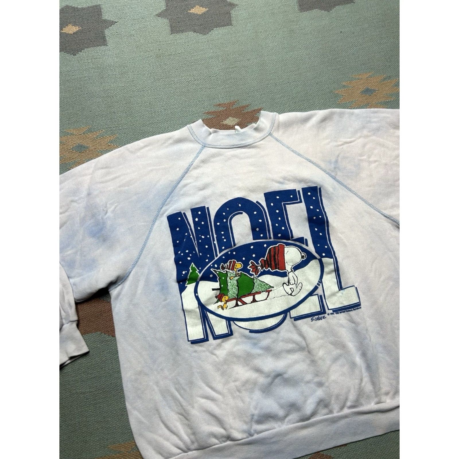 Peanuts VINTAGE 80s Snoopy Christmas Noel Peanuts Cartoon Crewneck Sweatshirt Adult XL Blue Pullover Men Mens Size US XL / EU 56 / 4 - 5 Thumbnail