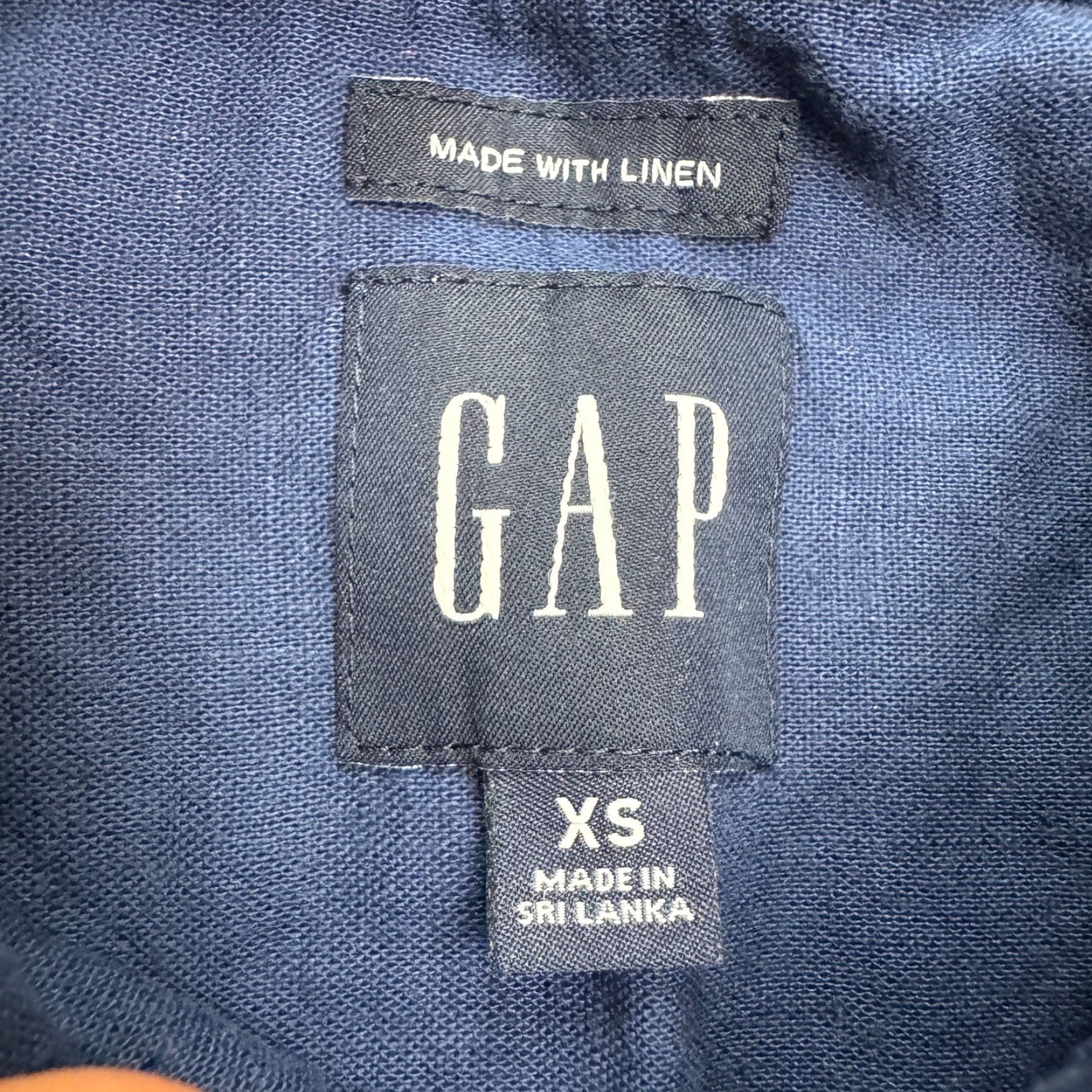 Gap Gap Button-Up Shirt Mens XS True Navy Blue Short Sleeve Casual Linen Cotton Button-Down Collar-Down Breathable Lightweight Pockets Size US XS / EU 42 / 0 - 7 Thumbnail