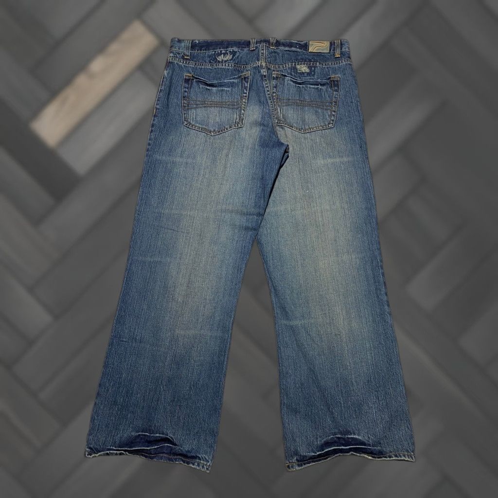 Vintage Paco Jeans Mens 36x30 Blue Denim Distressed Patchwork Whiskers Straight Wide Leg Size US 36 / EU 52 - 1 Thumbnail