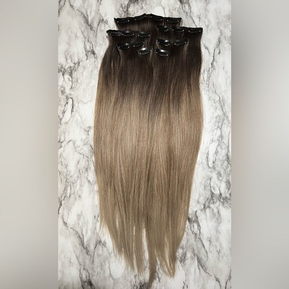 Other 24 Inch Ombre Clip in Hair Extensions Brown to Light Blond Size ONE SIZE - 4 Thumbnail