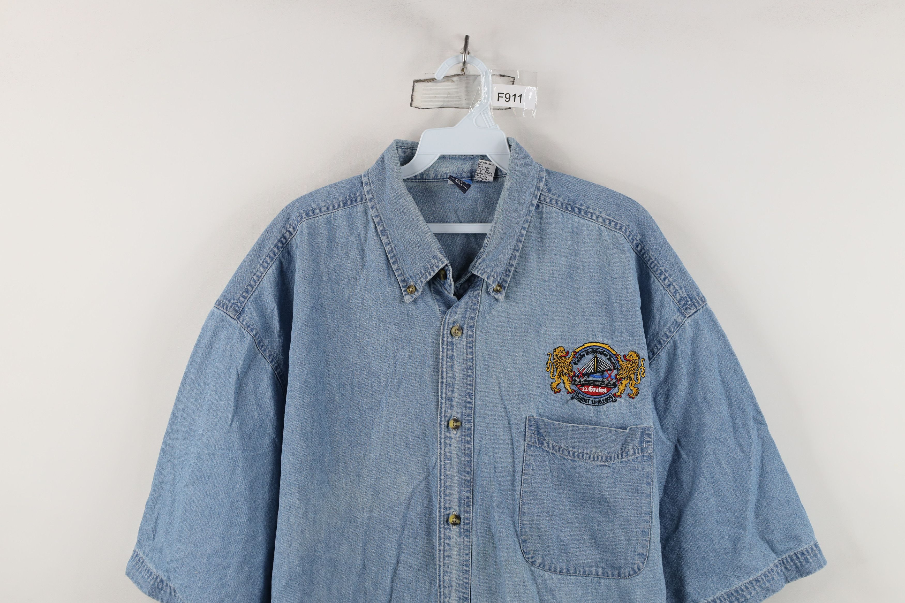 Vintage Vintage Y2K American Festival Denim Jean Button Down Shirt Size US XXL / EU 58 / 5 - 2 Thumbnail