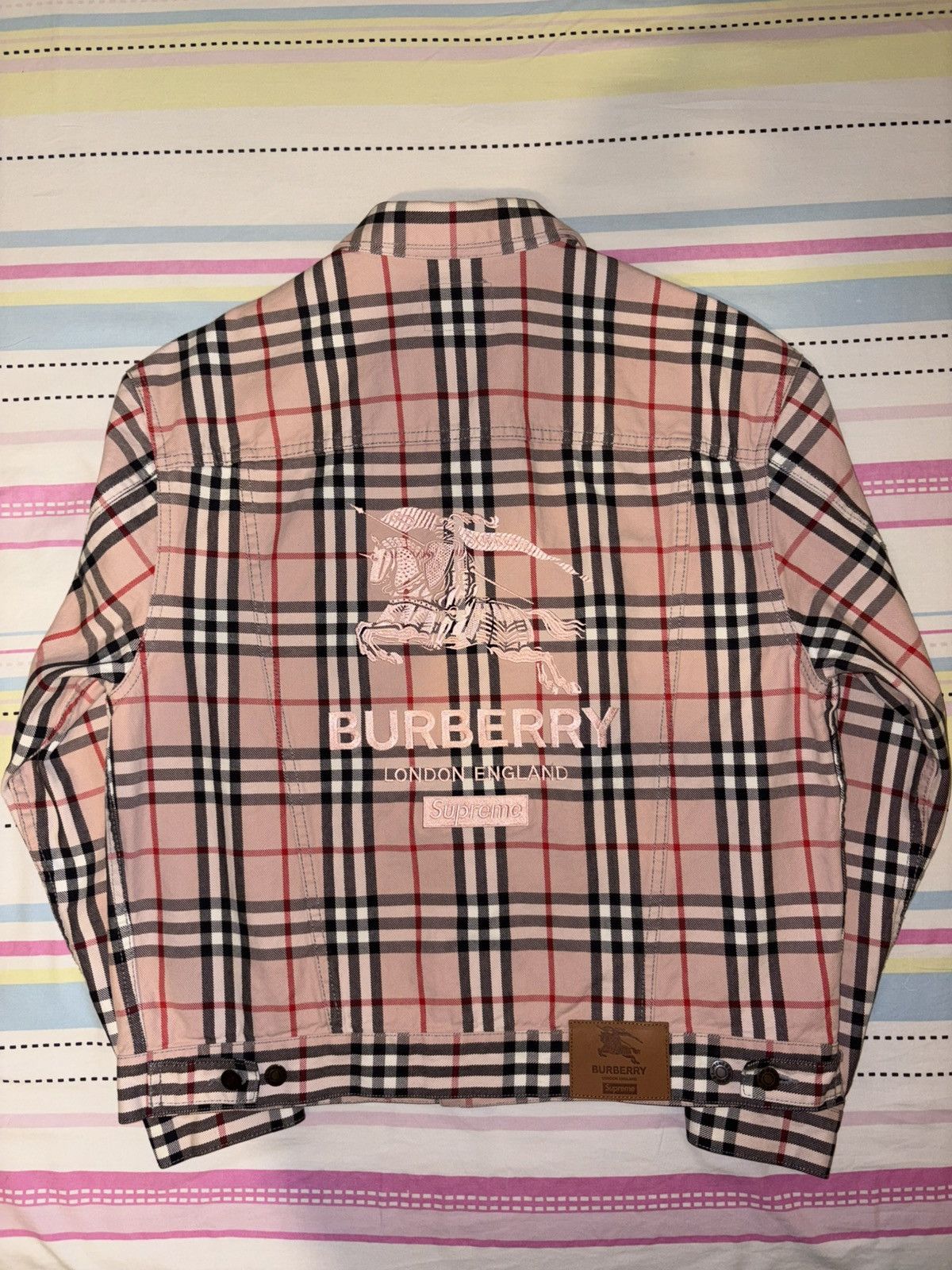 Burberry × Supreme Supreme Burberry Pink Nova Check Denim Jacket Size US L / EU 52-54 / 3 - 2 Thumbnail