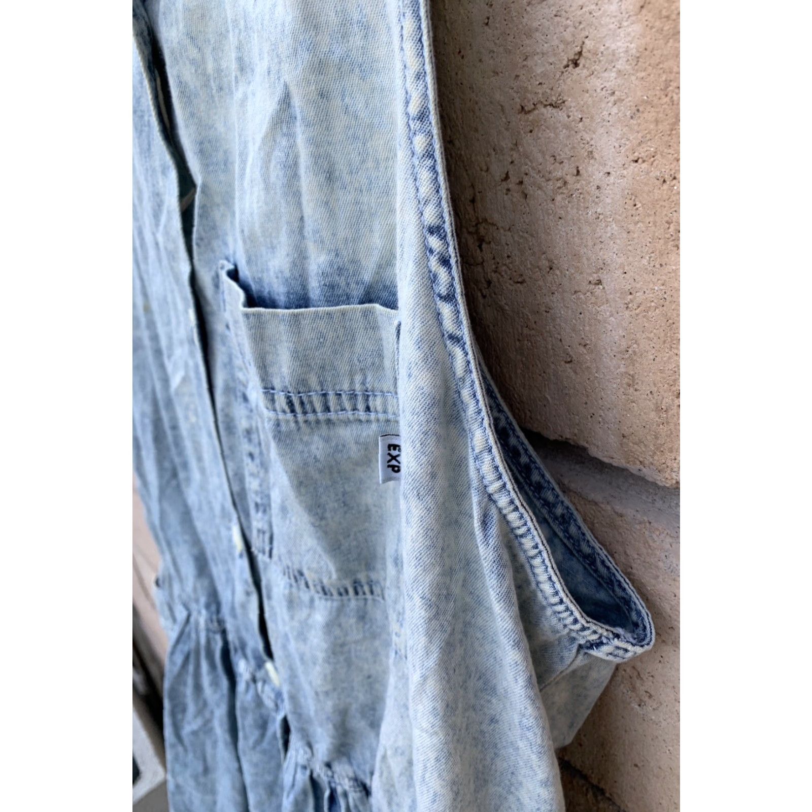 Express VINTAGE Limited Express Jumper Dress Casual 1980s Blue Cotton Pockets L Womens Size L / US 10 / IT 46 - 7 Thumbnail