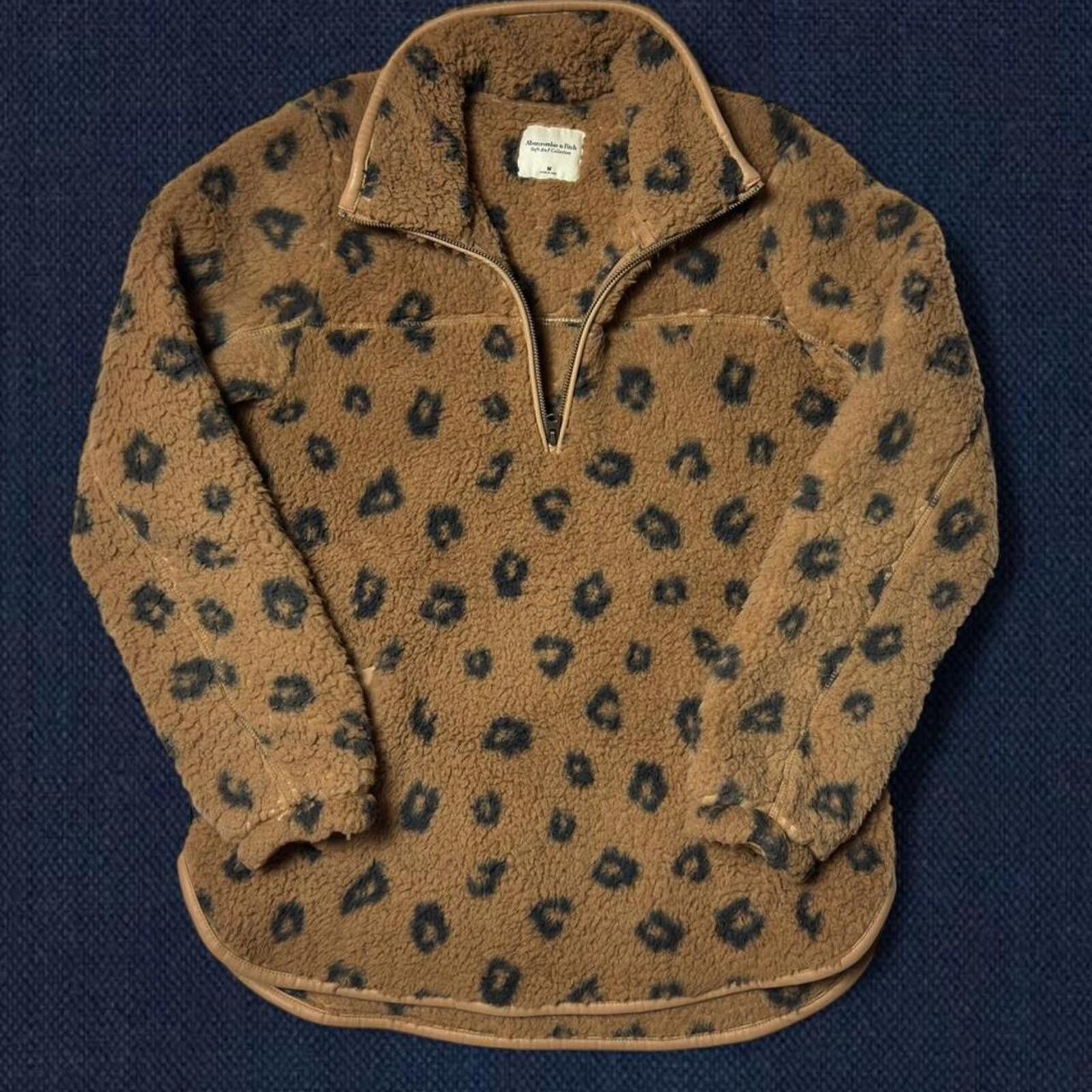 Abercrombie & Fitch abercrombie leopard sherpa half zip fleece M y2k cozy Size M / US 6-8 / IT 42-44 - 1 Thumbnail