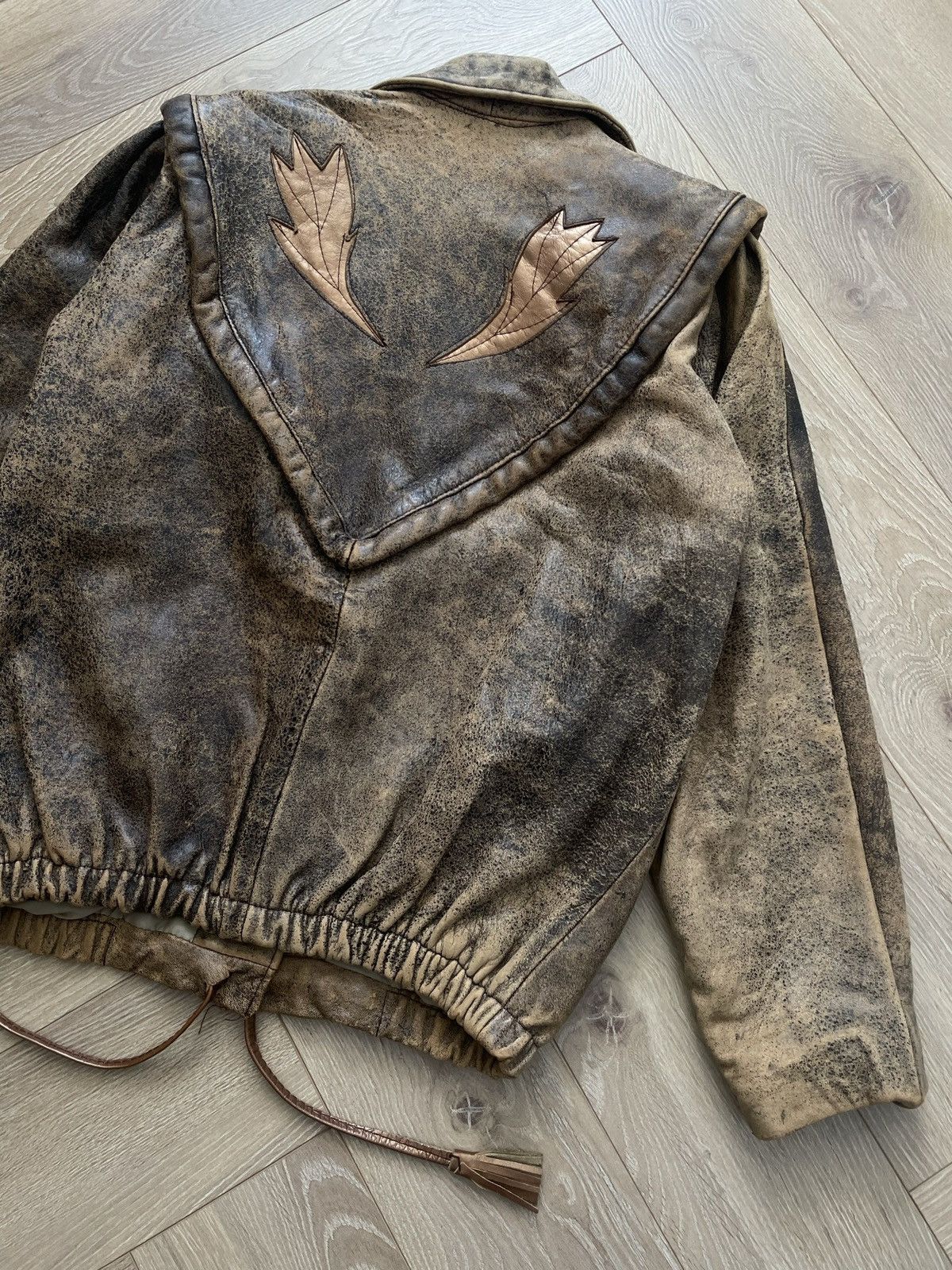 Vintage Washed Brown Retro 90s Genuine Real Leater Bomber Punk Rock Size US M / EU 48-50 / 2 - 8 Thumbnail