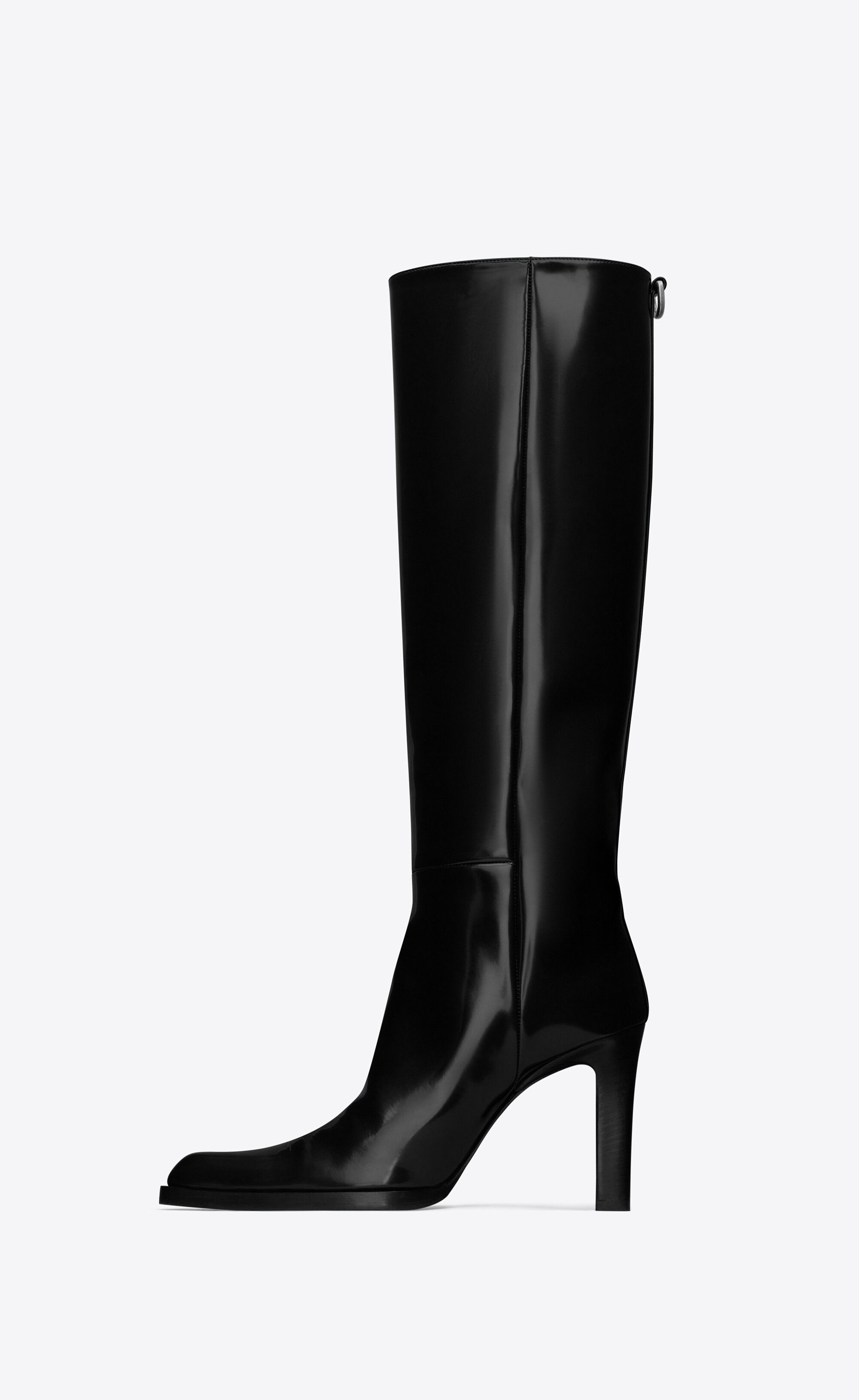 Saint Laurent Paris oc11z1125 Nina High Boots in Glazed Calfskin in Black Size US 7 / IT 37 - 4 Thumbnail
