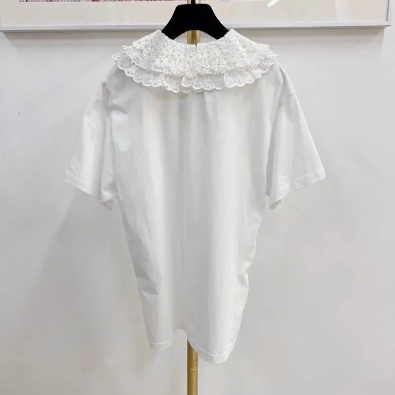 Miu Miu MIU MIU White Doll Collar Logo Short Sleeve Tee XS Size XS / US 0-2 / IT 36-38 - 2 Thumbnail