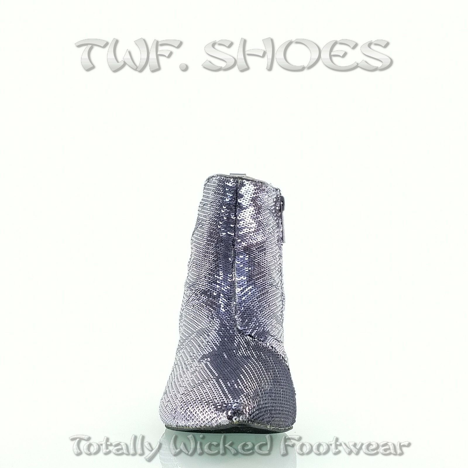 Other Harmoni Pewter Sequin Pointy Toe 1.5" Kitten Heel Ankle Boot Size US 8 / IT 38 - 6 Thumbnail
