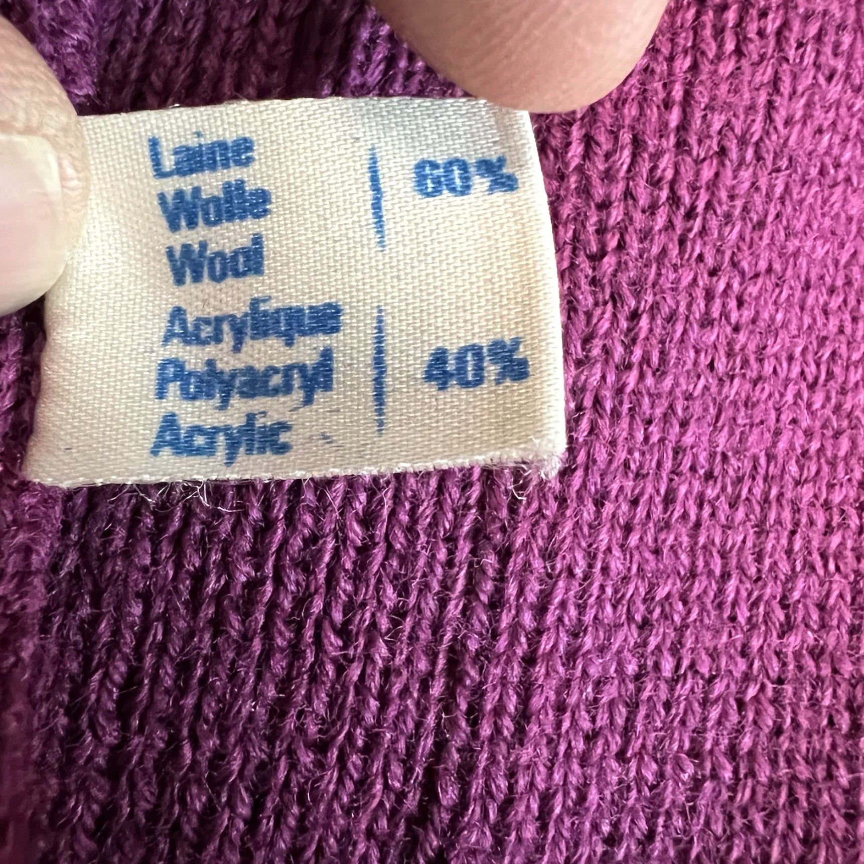 Vintage VINTAGE Vitos Paris Cardigan Sweater Vest Womens Magenta Open Front Knit Wool 2 M/Middle Size M / US 6-8 / IT 42-44 - 6 Thumbnail