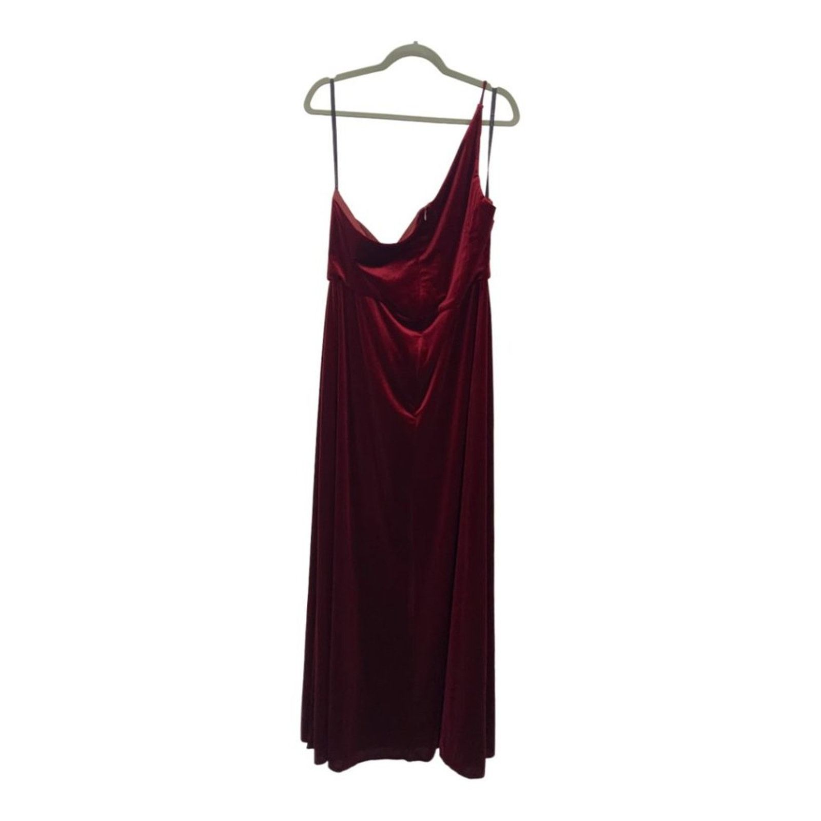 After Six After Six One-Shoulder Cabernet Velvet Gown Size 22W NWT Size 3XL / US 20-22 - 4 Thumbnail