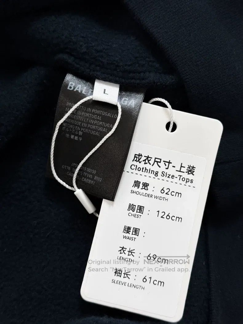 Balenciaga Balenciaga Dark Blue and White Letter Hooded Fleece Hoodie Size US L / EU 52-54 / 3 - 5 Thumbnail