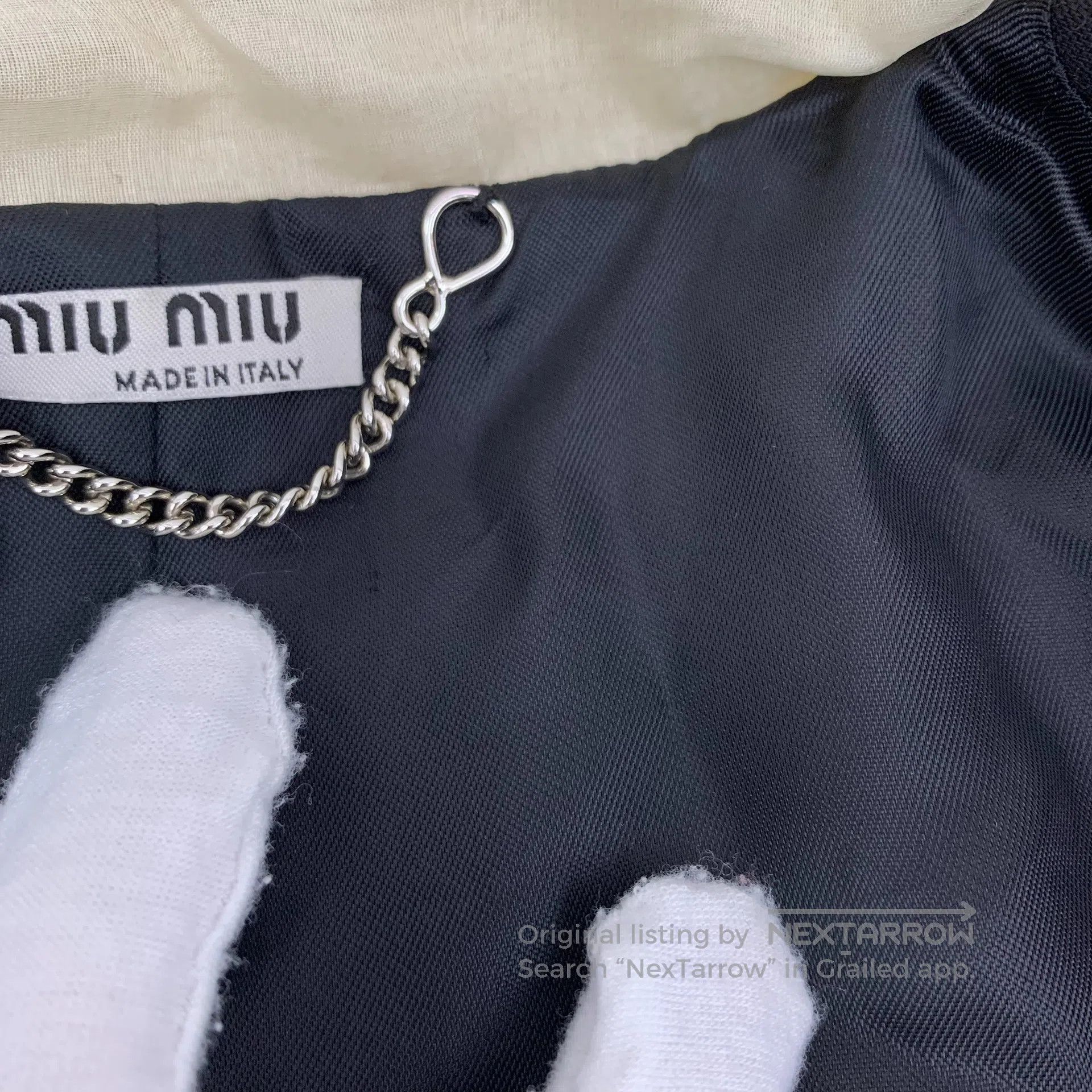Miu Miu Miu Miu Black Lace Peter Pan Collar Pearl Trim Long-Sleeve Size S / US 4 / IT 40 - 9 Thumbnail