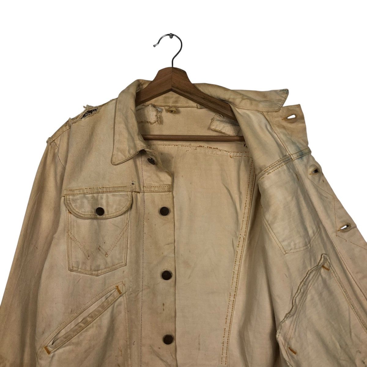 Vintage 🔥VINTAGE CROPPED DENIM BIKER JACKET UNION MADE DISTRESSED Size US M / EU 48-50 / 2 - 12 Thumbnail