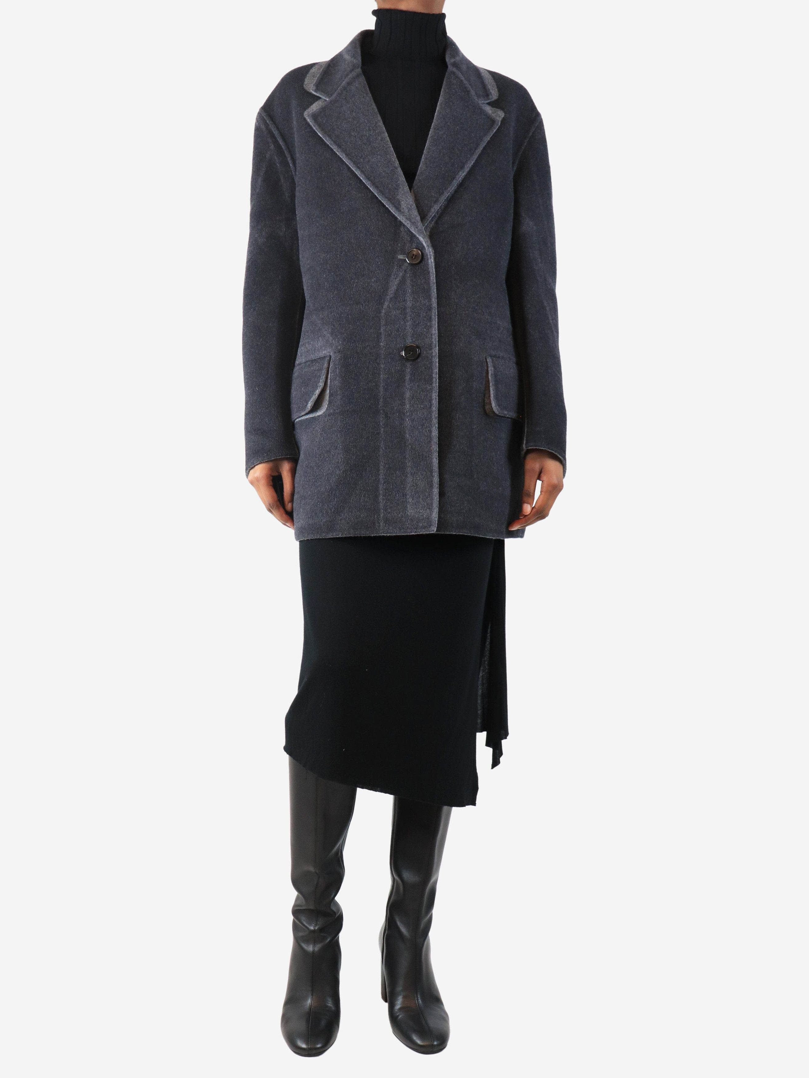Prada Grey two tone wool and angora -blend coat - UK 4 Size XS / US 0-2 / IT 36-38 - 1 Thumbnail