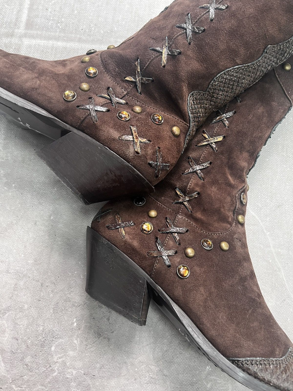 Western Rise Western Guidi style high moto boots fashion avant garde 90s Size US 8 / EU 41 - 8 Thumbnail