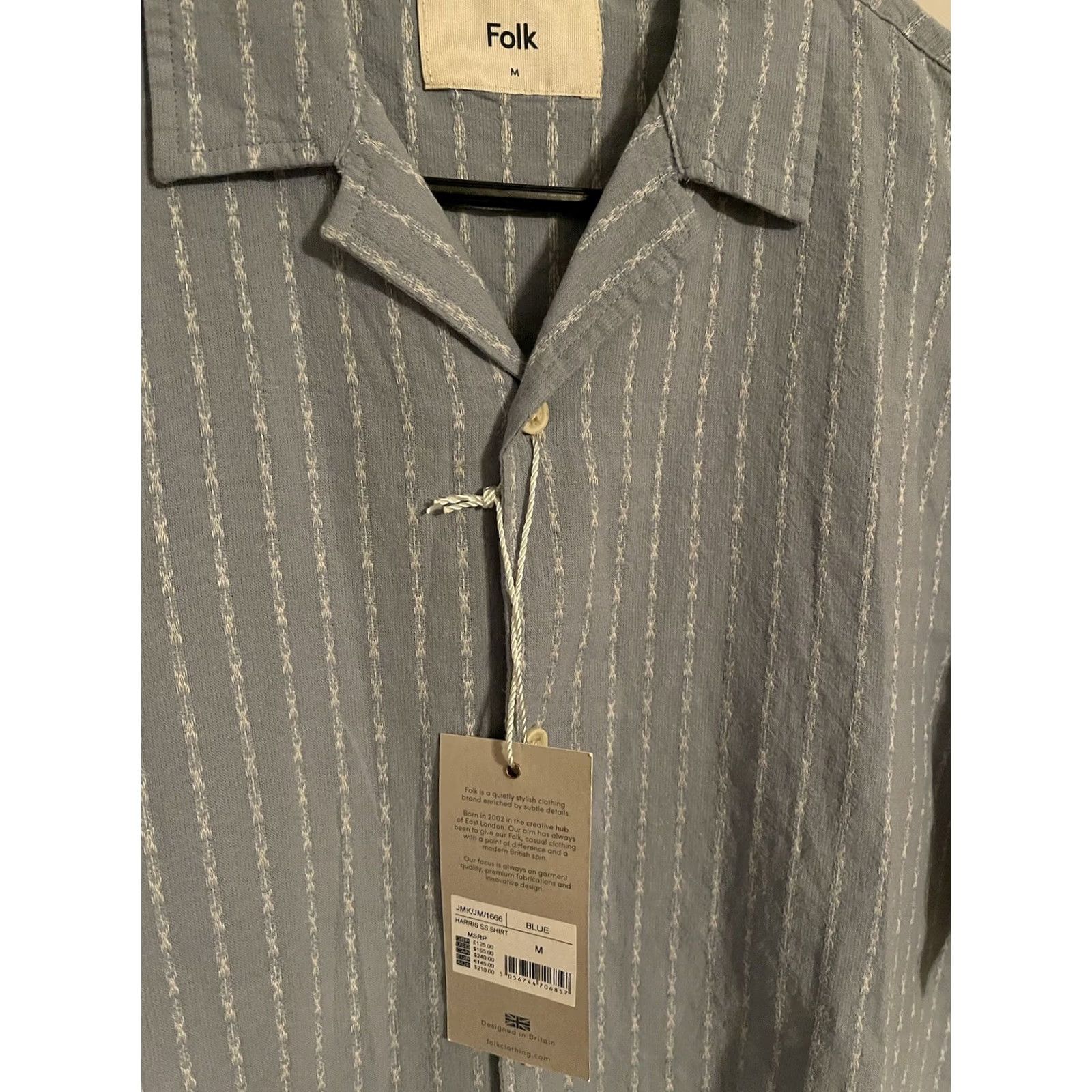 Folk Folk Harris S/S Button-Up Hawaiian Shirt Linen Blend Light Blue - Men's M - New Size US M / EU 48-50 / 2 - 3 Thumbnail