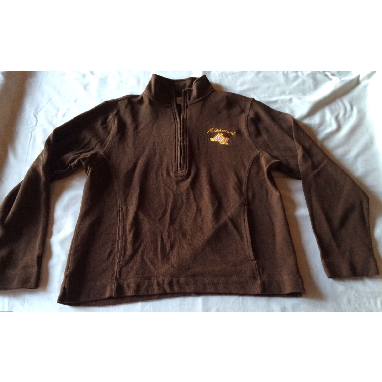 Vintage Missouri MU 1/2 Zip Long Sleeve Jacket Heavy - Pockets Sz L - Brown EUC Size L / US 10 / IT 46 - 4 Thumbnail
