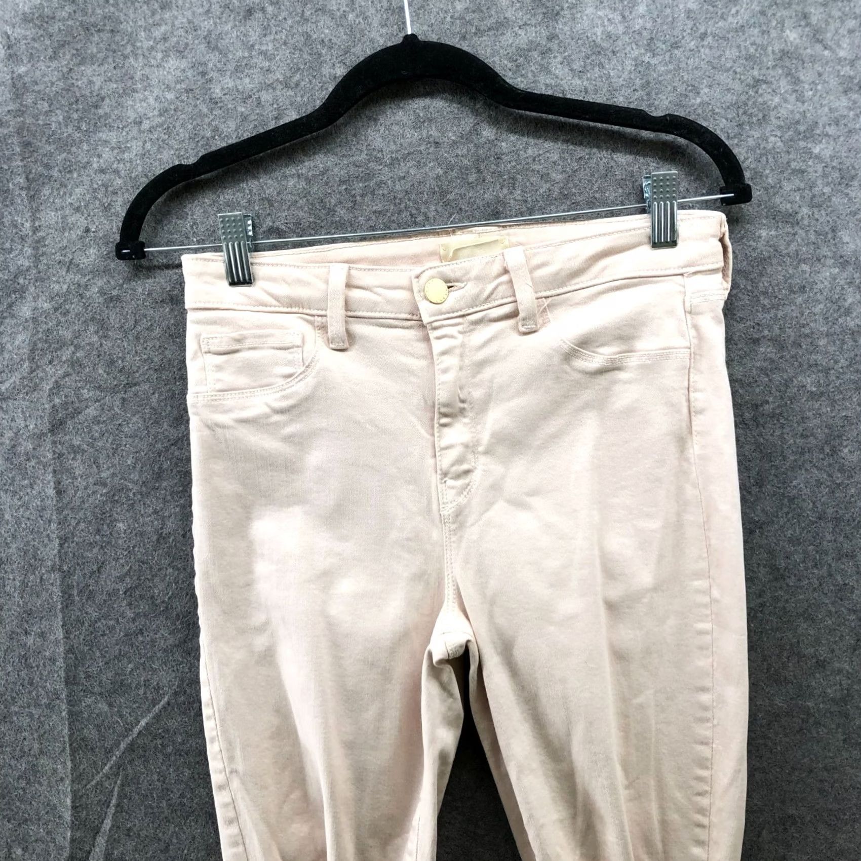 L'AGENCE L'agence Margo Skinny High Rise Skinny Jean Womens 29 Quartz Destruct Beige Denim Distressed 5-Pocket Stretch Size 29" - 3 Thumbnail