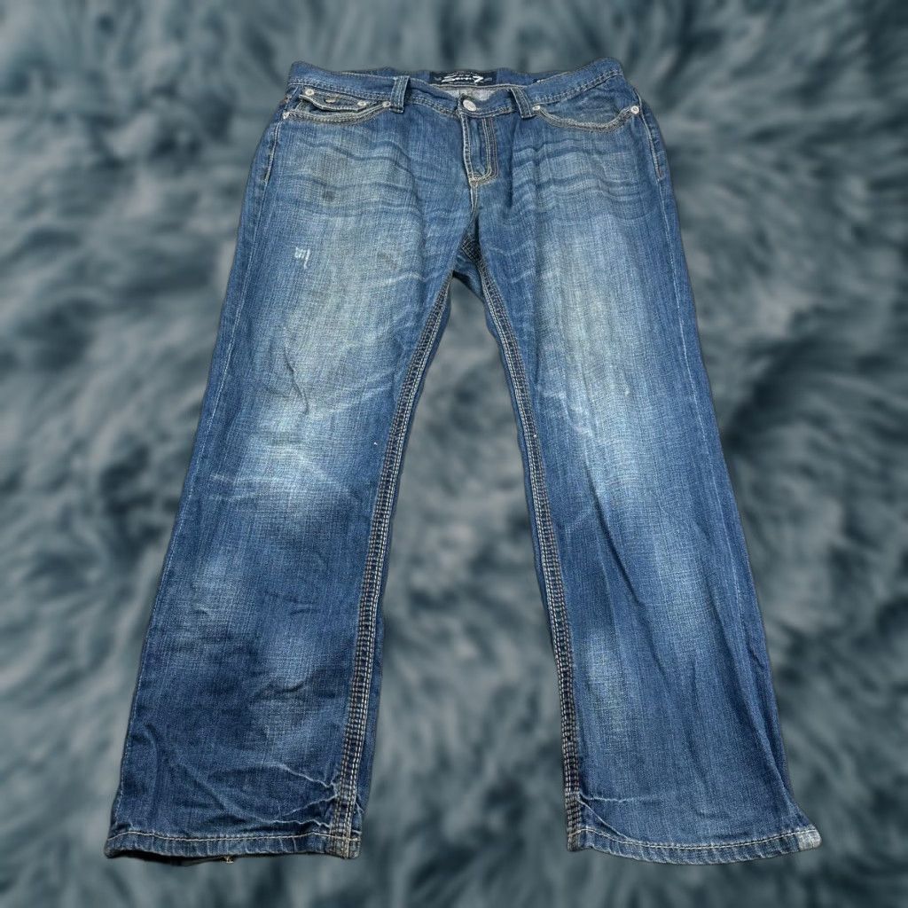 Vintage Seven7 Jeans Mens 36x30 Blue Denim Pants Straight Casual Cotton Pockets Adult Size US 36 / EU 52 - 1 Thumbnail
