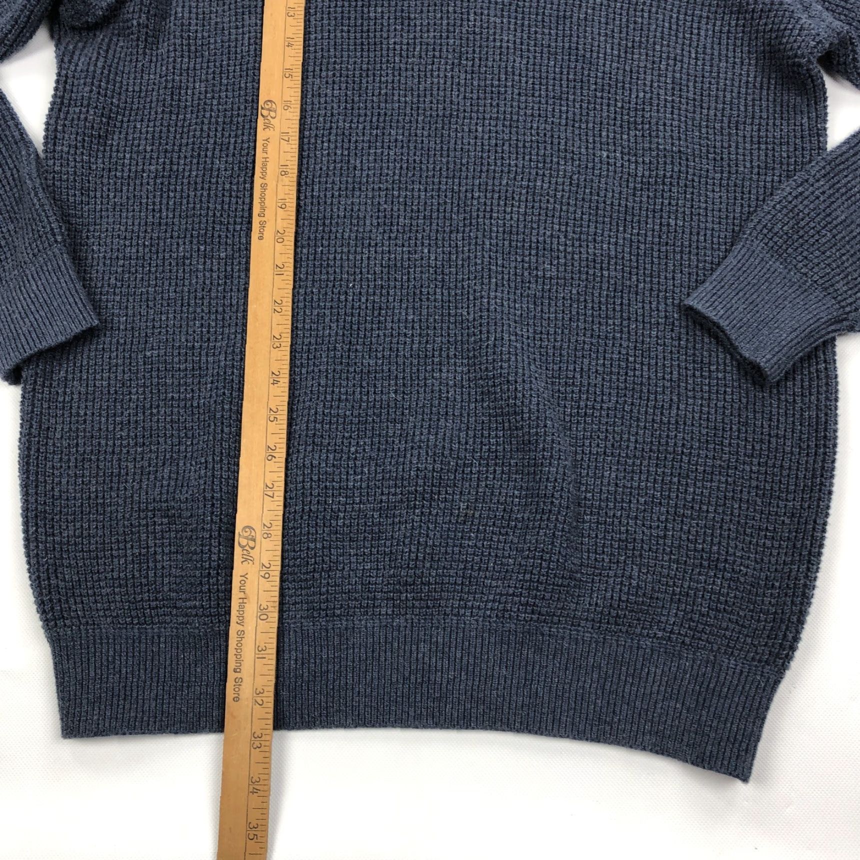 Vintage L.L.Bean Sweater Men XL-Tall Navy Blue Waffle Knit Cotton Wool Henley Pullover Size US XL / EU 56 / 4 - 4 Thumbnail