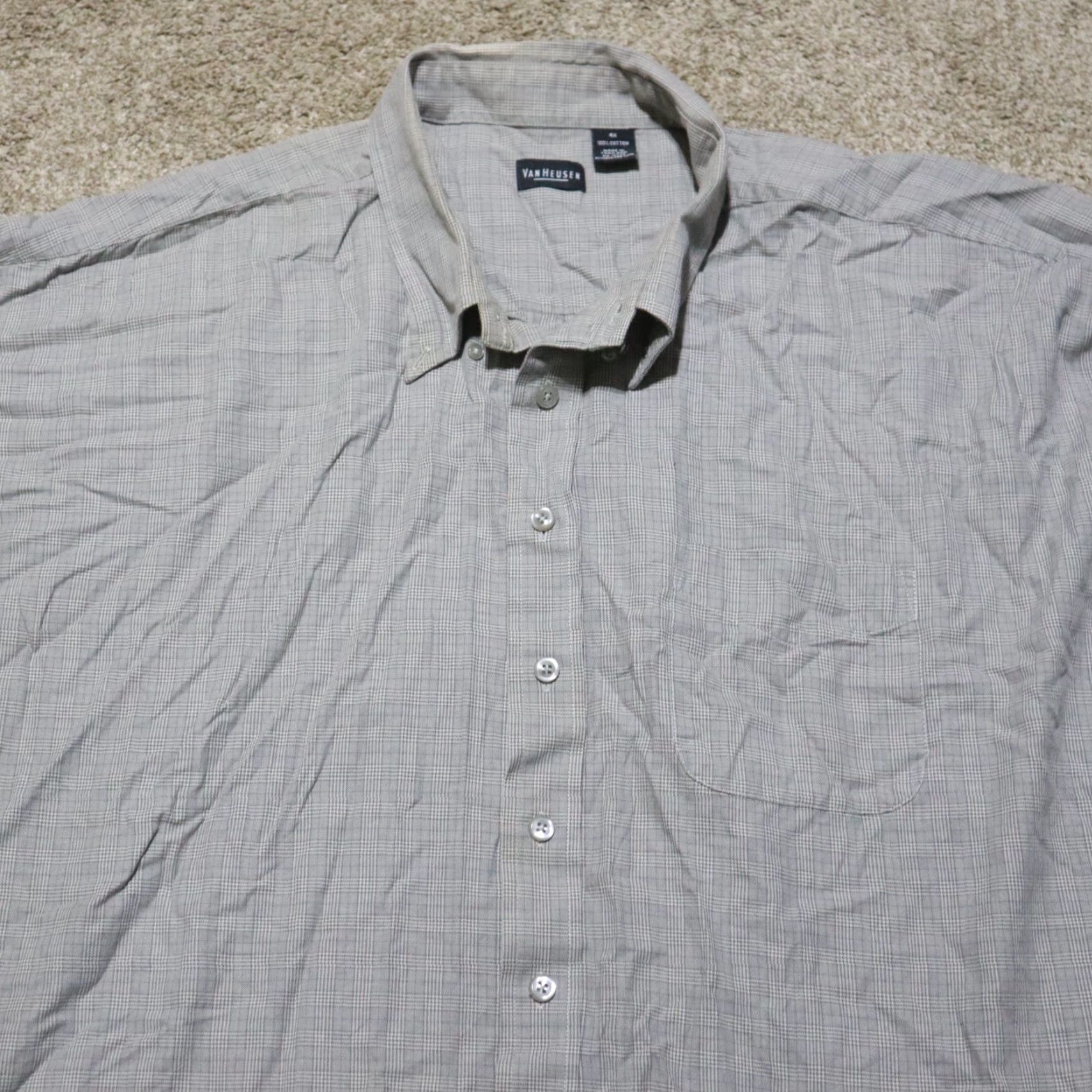 Van Heusen Van Heusen Shirt Gray Checkered Button Up Long Sleeve Adult Men Big 4X Plaid Modern Size US XXL / EU 58 / 5 - 2 Thumbnail