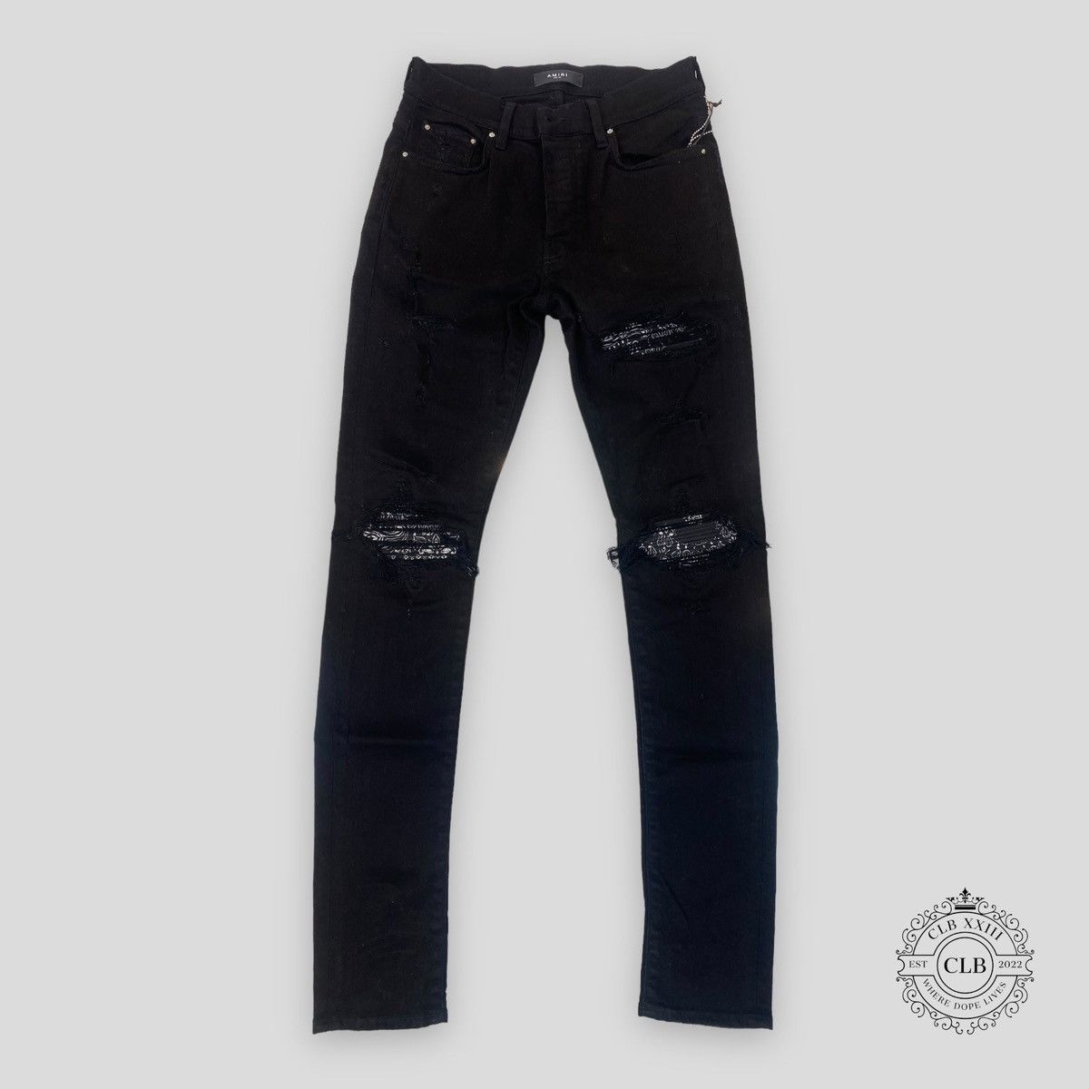 AMIRI MX1 BLACK BANDANA PATCH JEANS BLACK