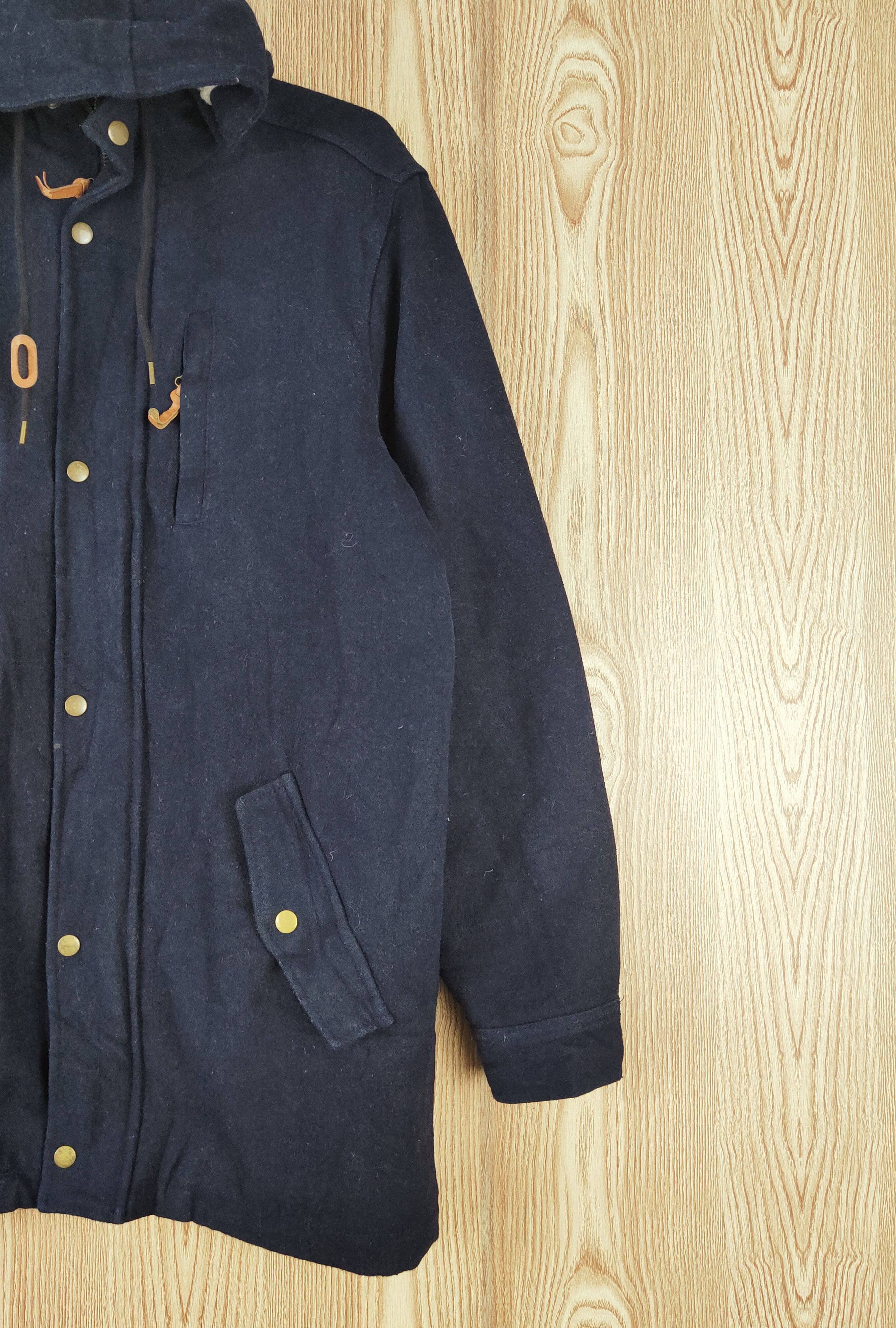 Old Navy × Vintage Vintage&rare design by Old Navy Dark Blue Wool Hoodie Coats Size US L / EU 52-54 / 3 - 5 Thumbnail