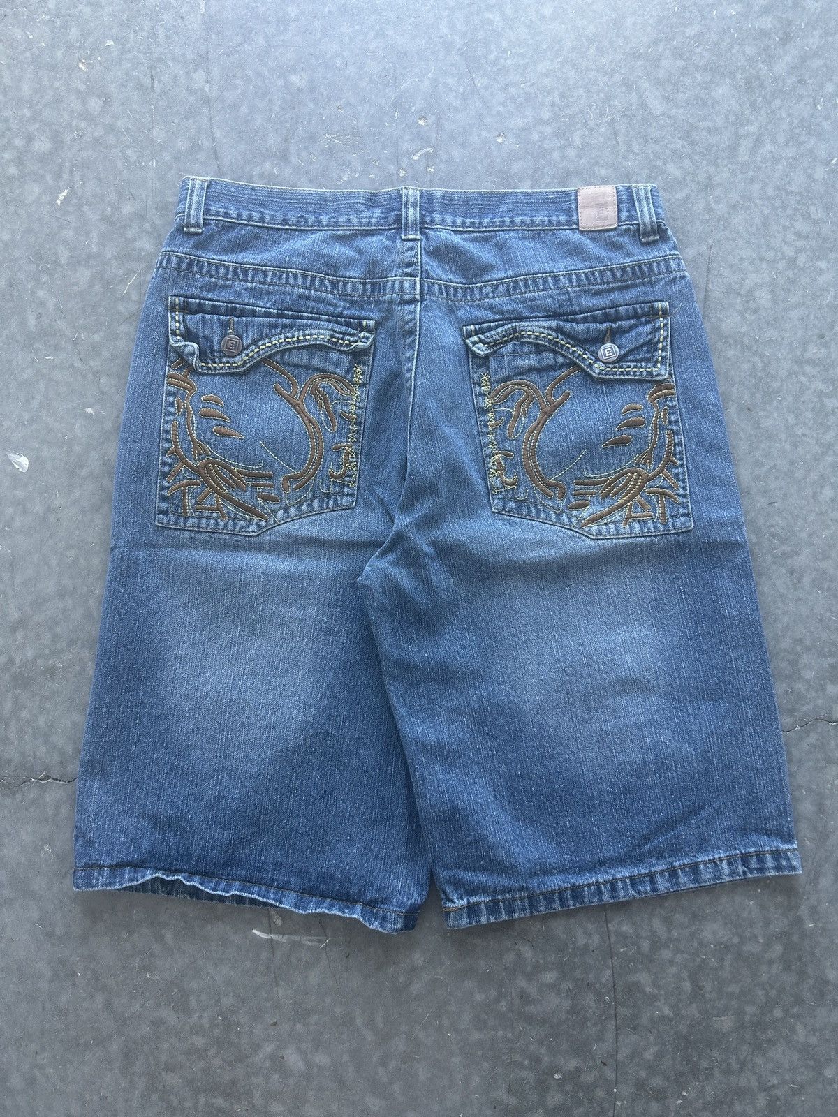 Vintage Vintage Y2K Emcee Baggy Jean Shorts Embroidered Size US 35 - 1 Thumbnail