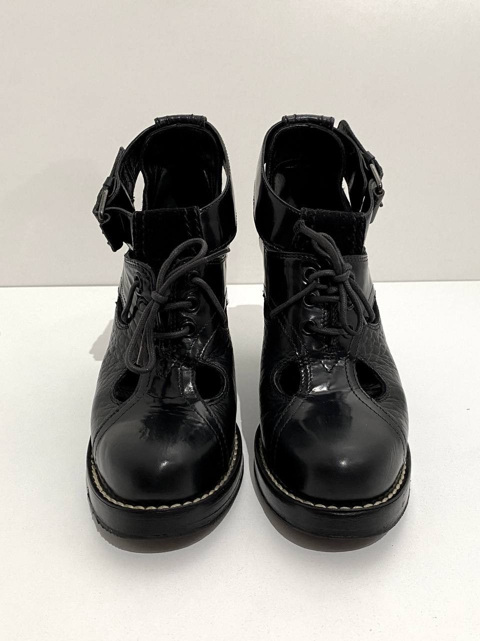 Balenciaga Balenciaga Black Leather Cut Out Lace Up Heels Boots Vintage Size US 6 / IT 36 - 6 Thumbnail
