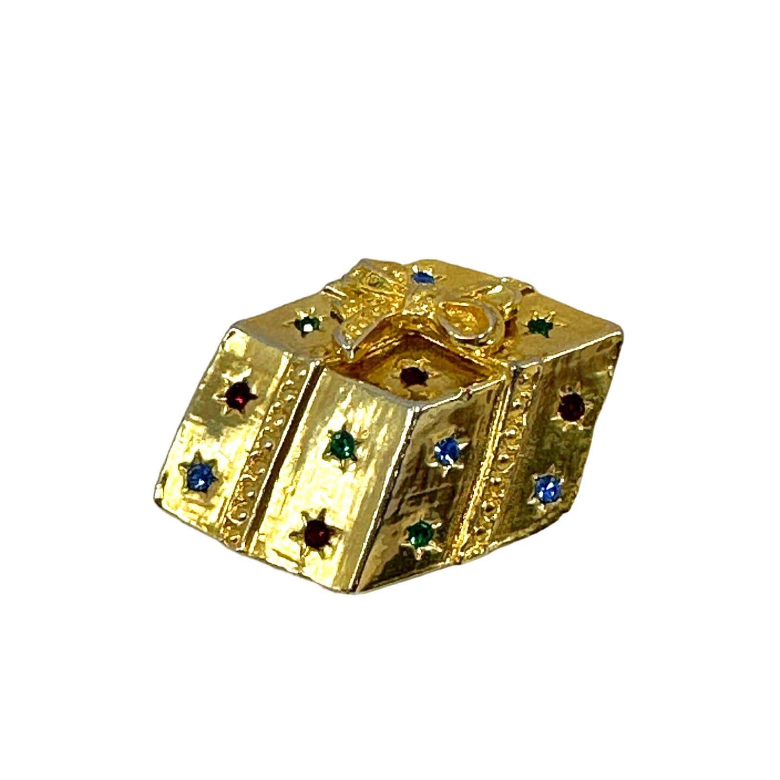 Other VTG Christmas Present Gift Gold Tone Rhinestones Brooch Pin Size ONE SIZE - 11 Thumbnail