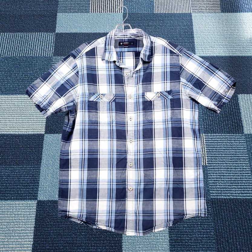 Cremieux Cremieux Shirt Mens L Large Blue Plaid Button-Up Short Sleeve Collection Casual Shirt Size US L / EU 52-54 / 3 - 1 Thumbnail