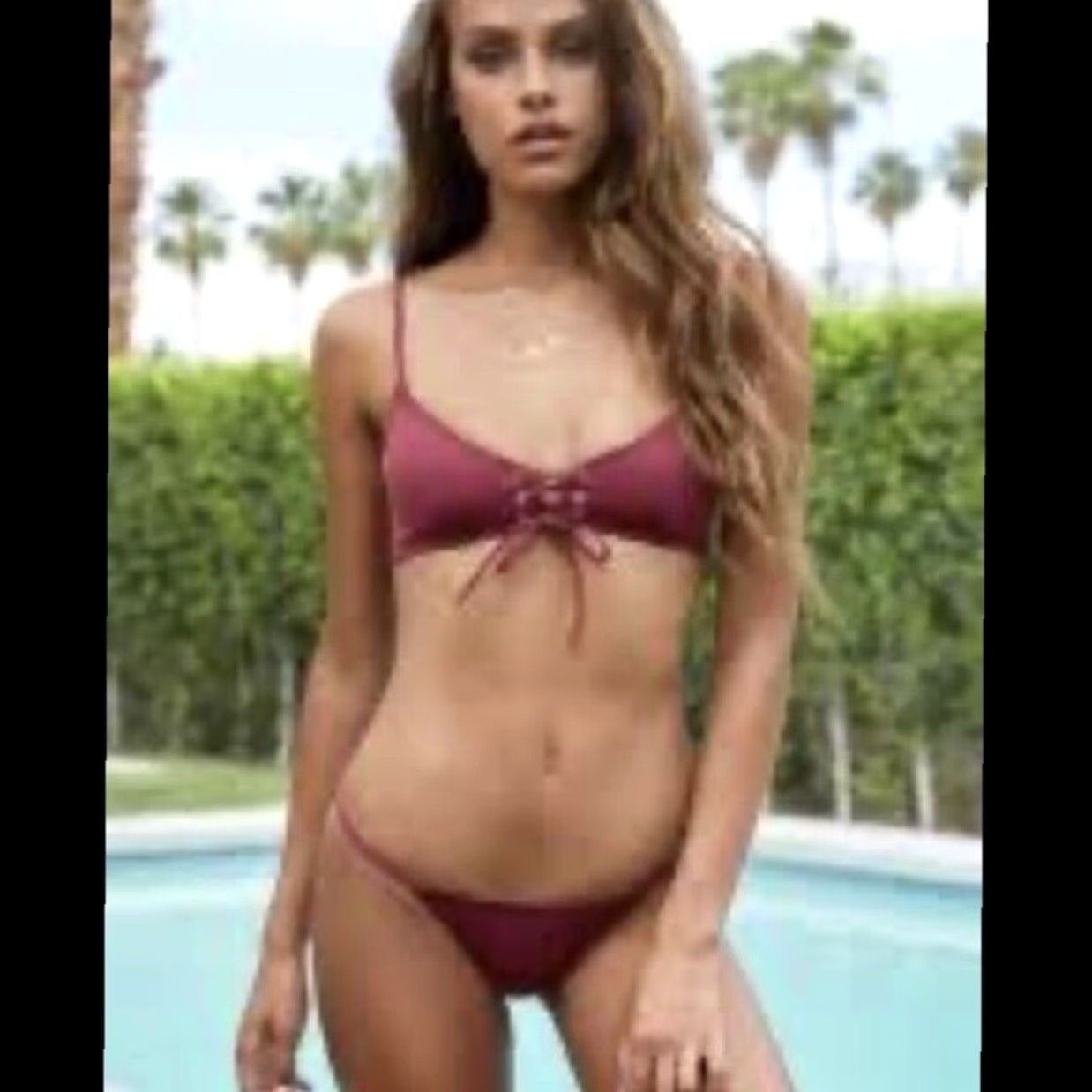 Rhythm Rhythm Newport Bikini Bottoms & Lace-Up Bralette Top Set Wine L 2 Piece Women Bikini Size L / US 10 / IT 46 - 2 Thumbnail